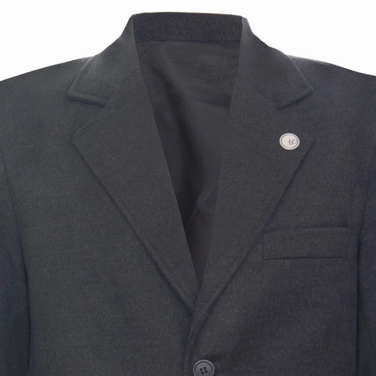 Men's Long Charcoal Wool Slim Fit Overcoat