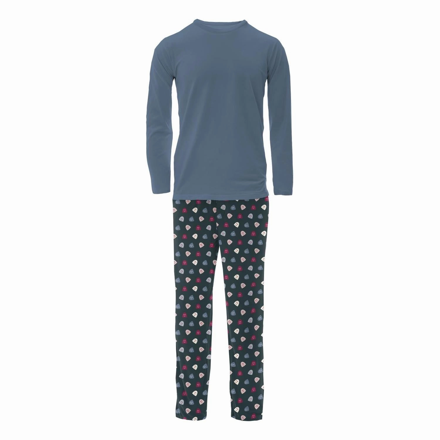 Men's Long Sleeve Pajama Set In Pine Happy Gumdrops