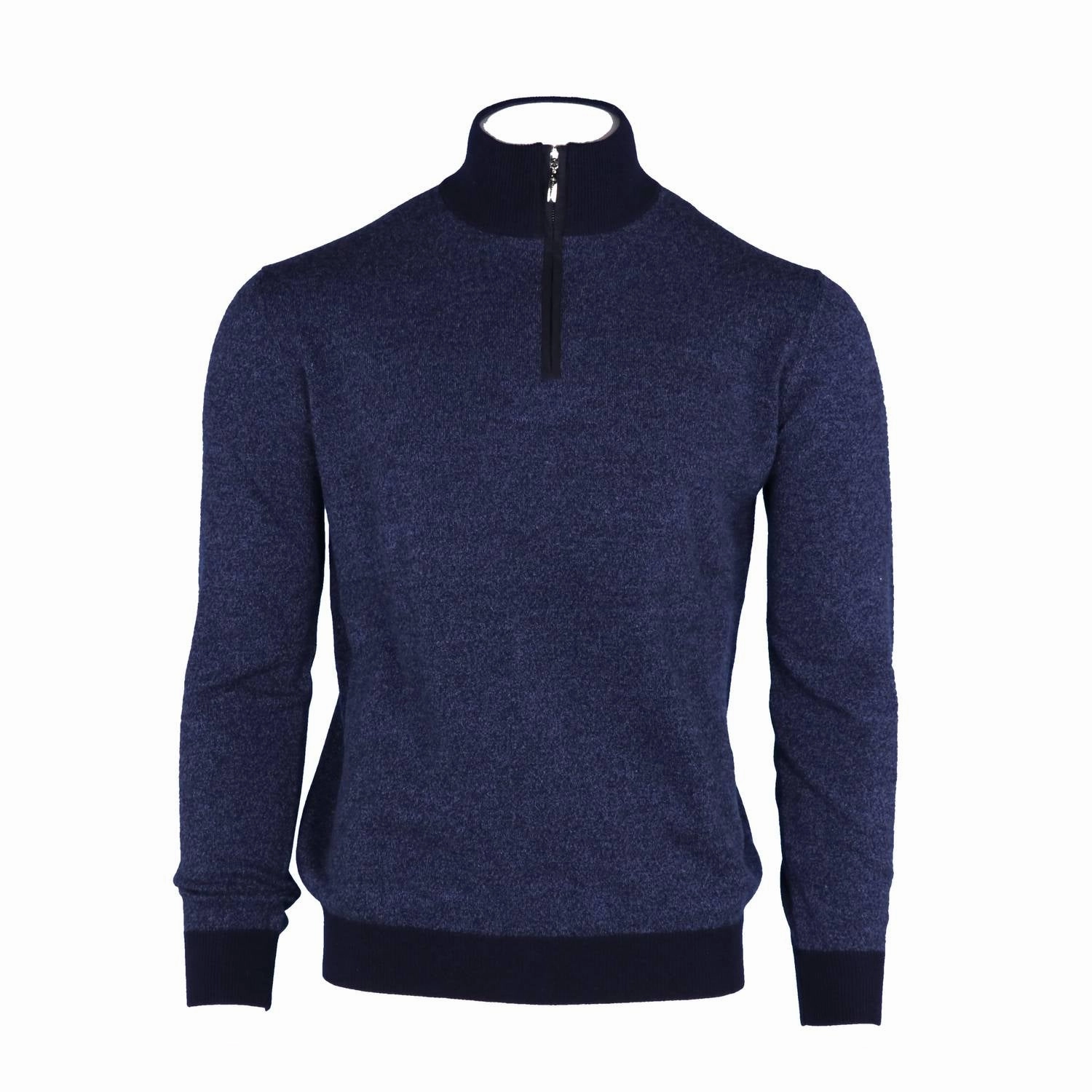Men's Marled Cashmere Half Zip Sweater In Navy