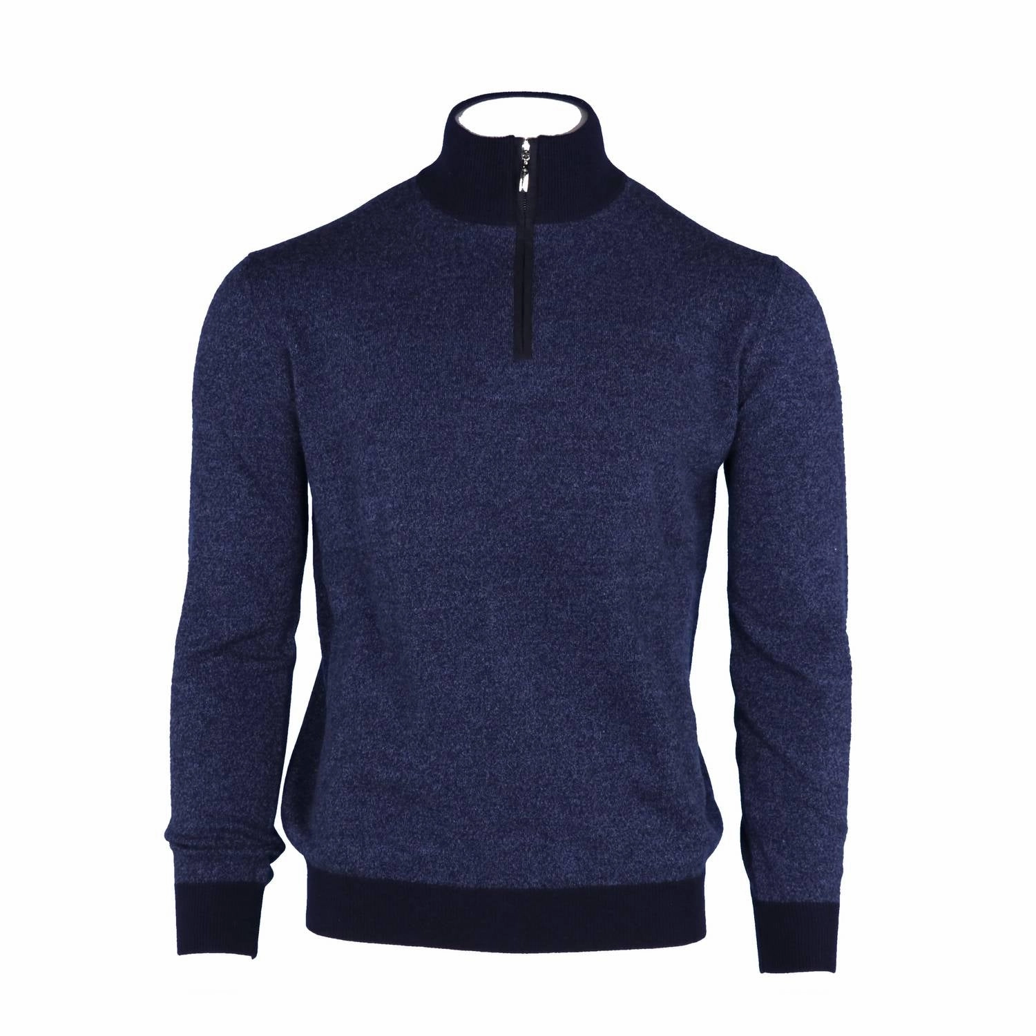 Men's Marled Cashmere Half Zip Sweater In Navy