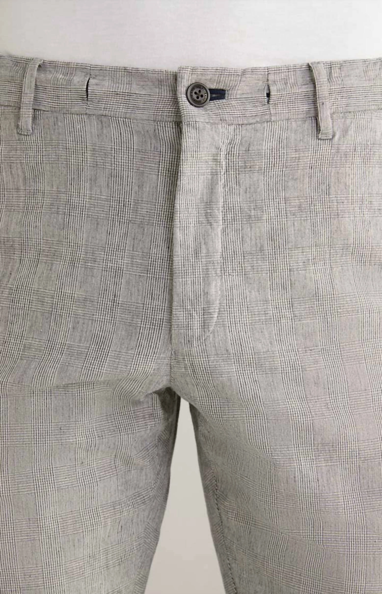 Men's Maxton Cotton Glen Plaid Drawstring Trouser In Light Grey