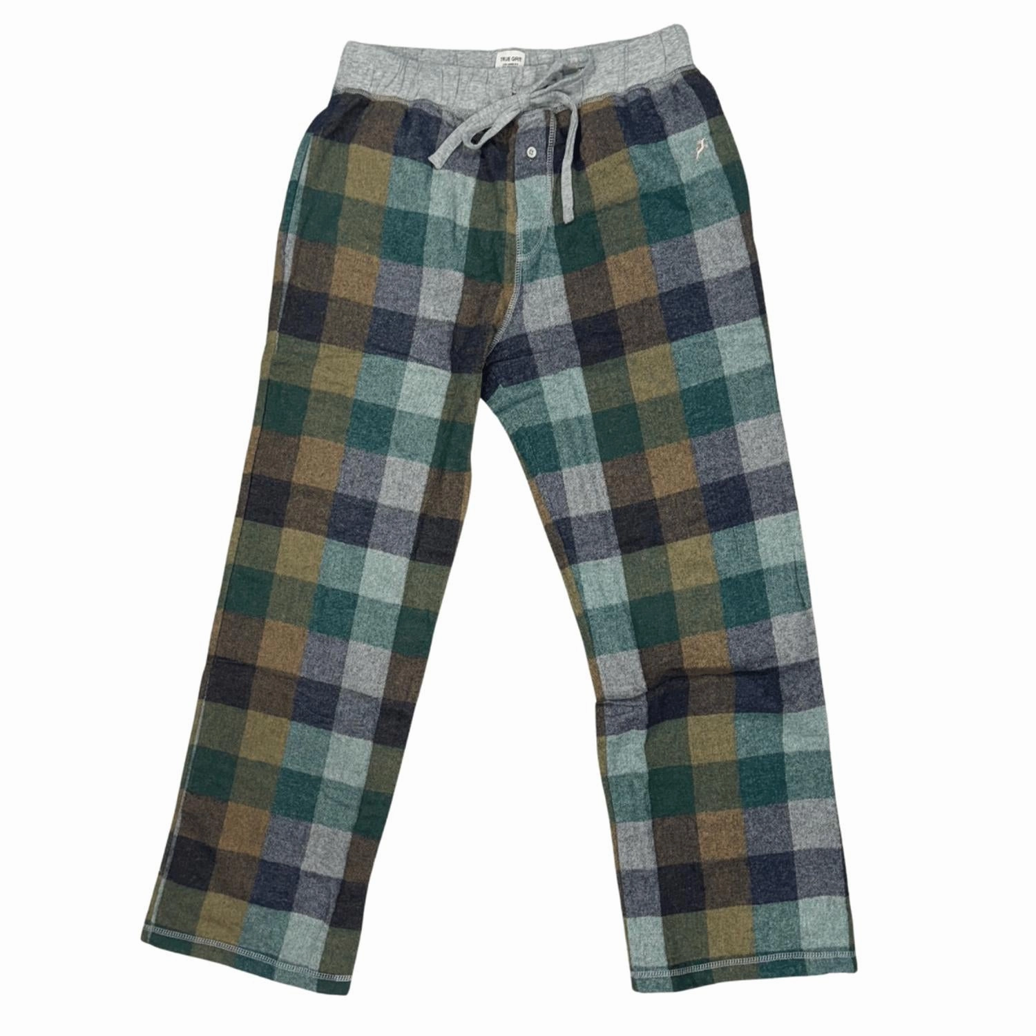 Men's Mountain Checks Flannel Pants In Green Multi