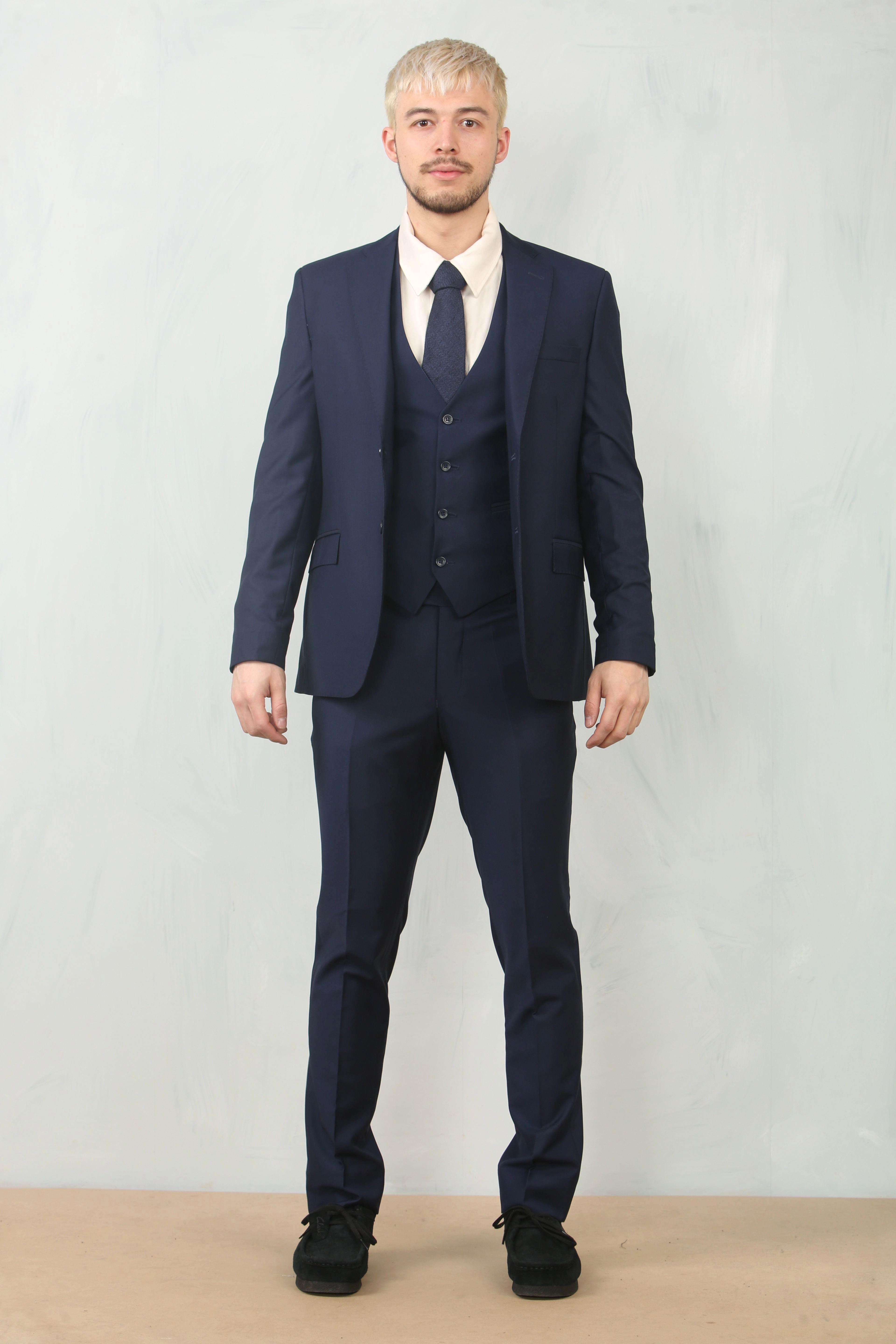 Men's Navy 3 Piece Formal Classic Prom Suit Workwear