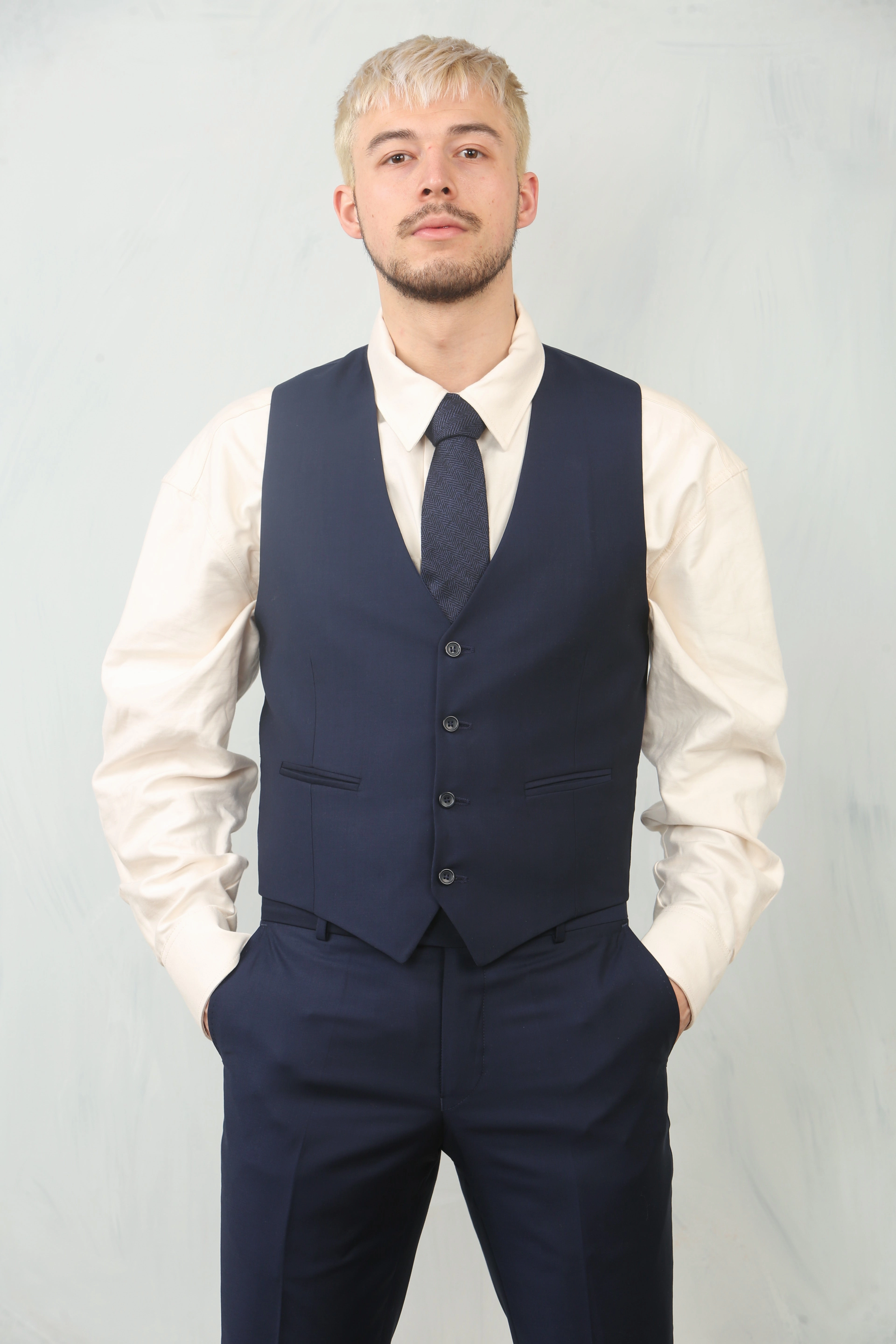 Men's Navy 3 Piece Formal Classic Prom Suit Workwear