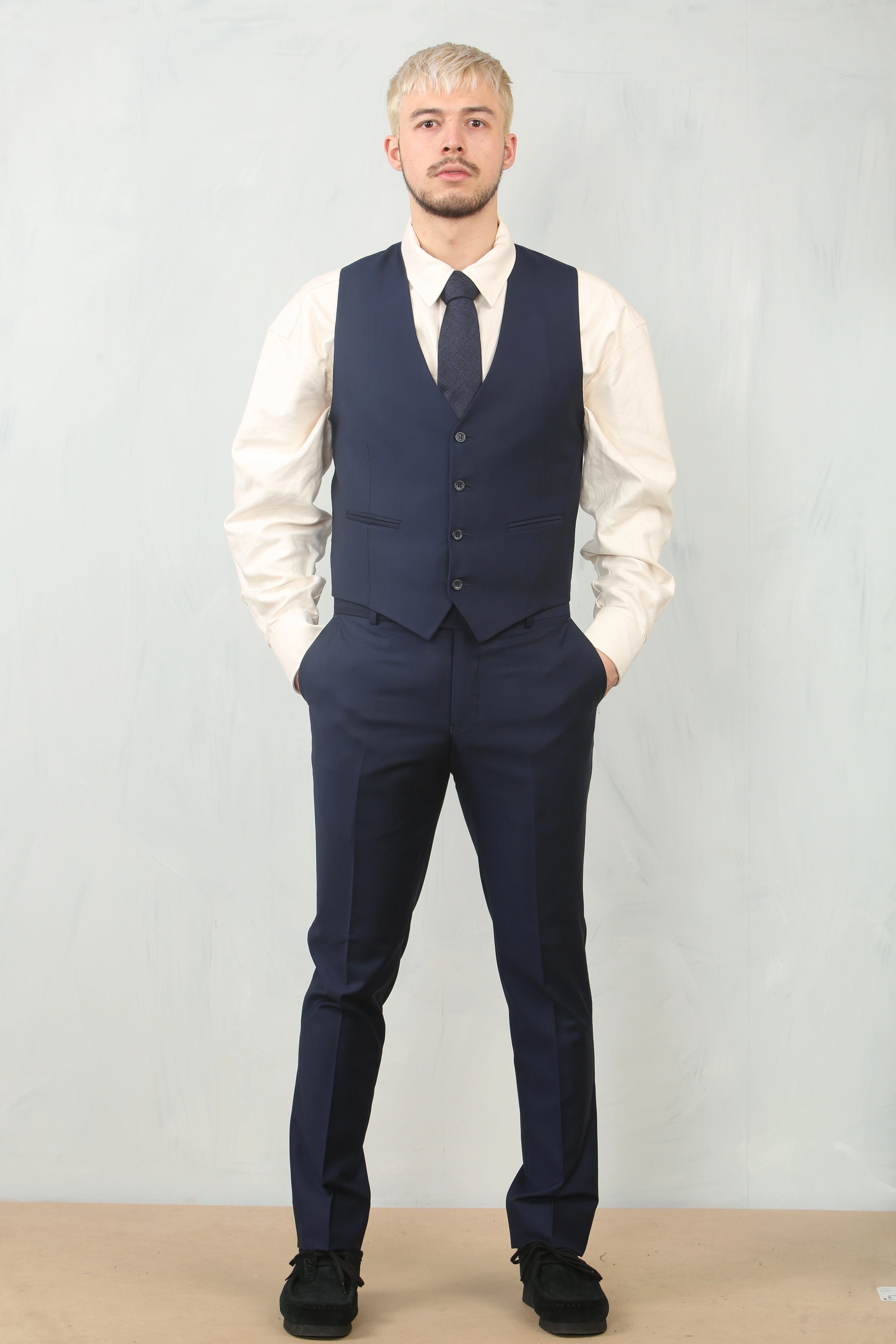 Men's Navy 3 Piece Formal Classic Prom Suit Workwear