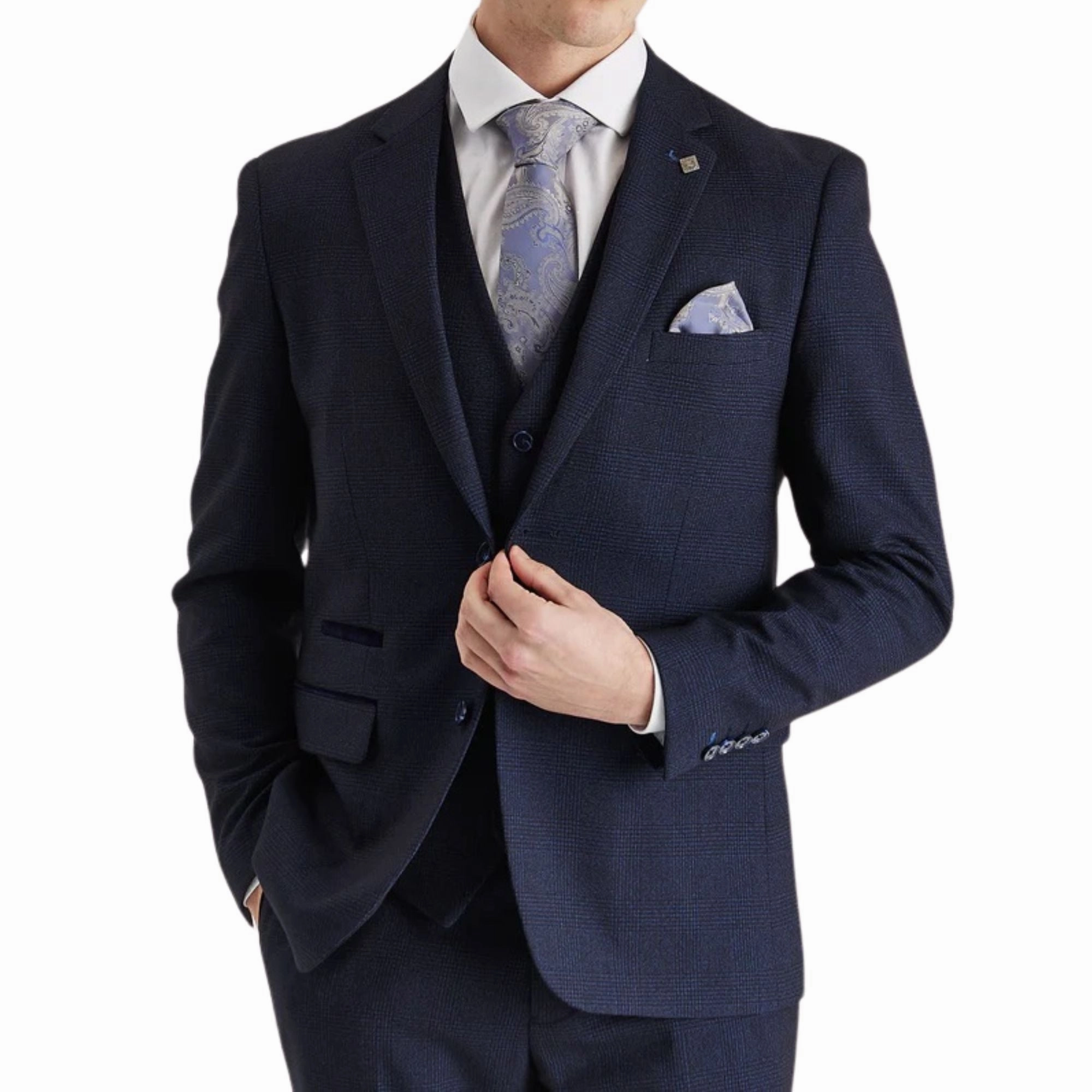 Men's Navy Suit Blazer Prince Of Wales Formal Blazer