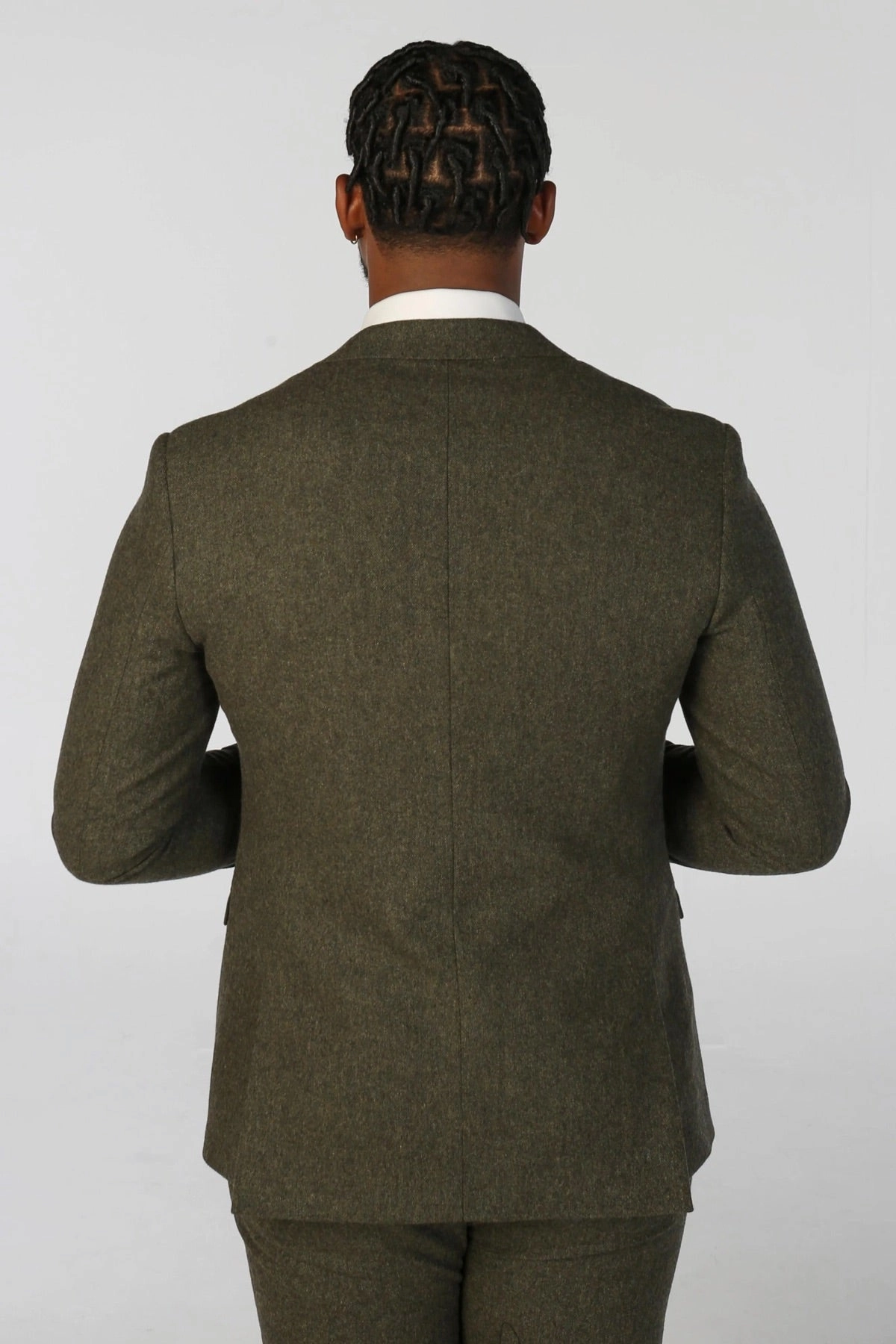 Men's Olive Green Wool Blend Tweed Formal Blazer