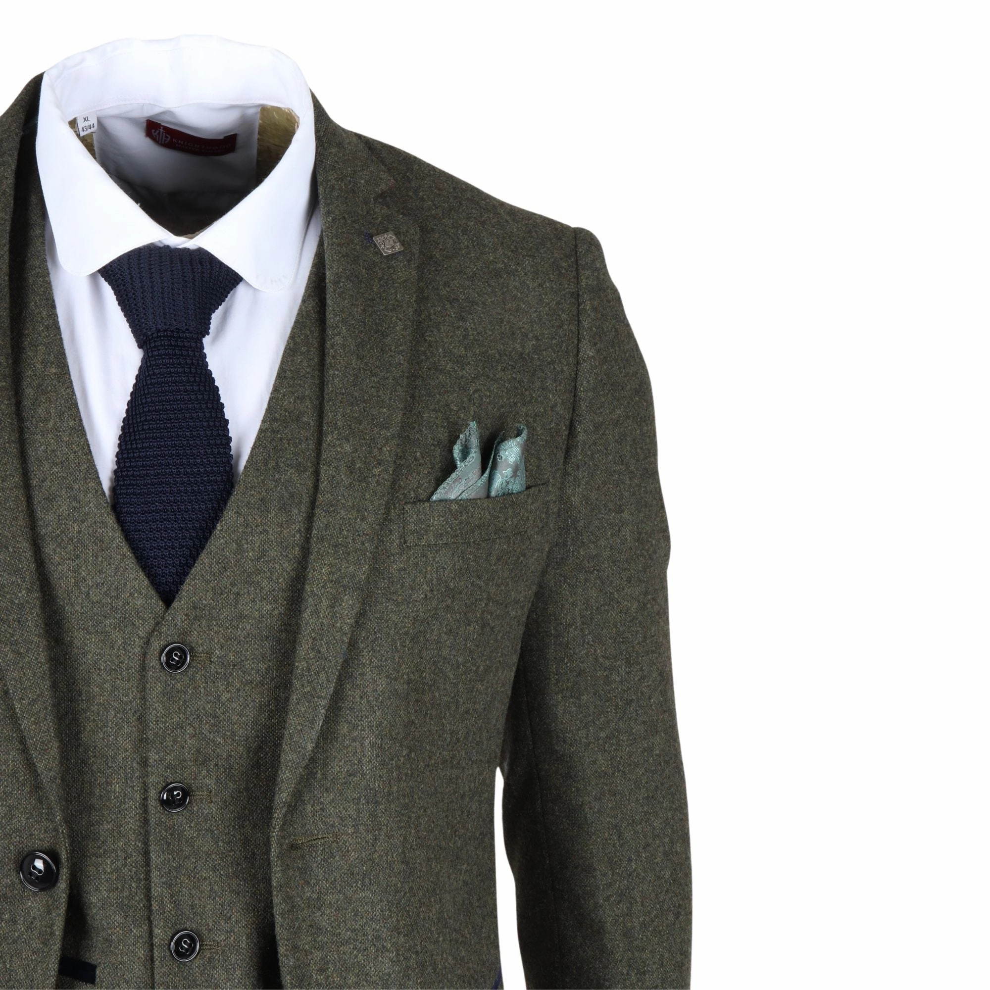 Men's Olive Green Wool Blend Tweed Formal Blazer