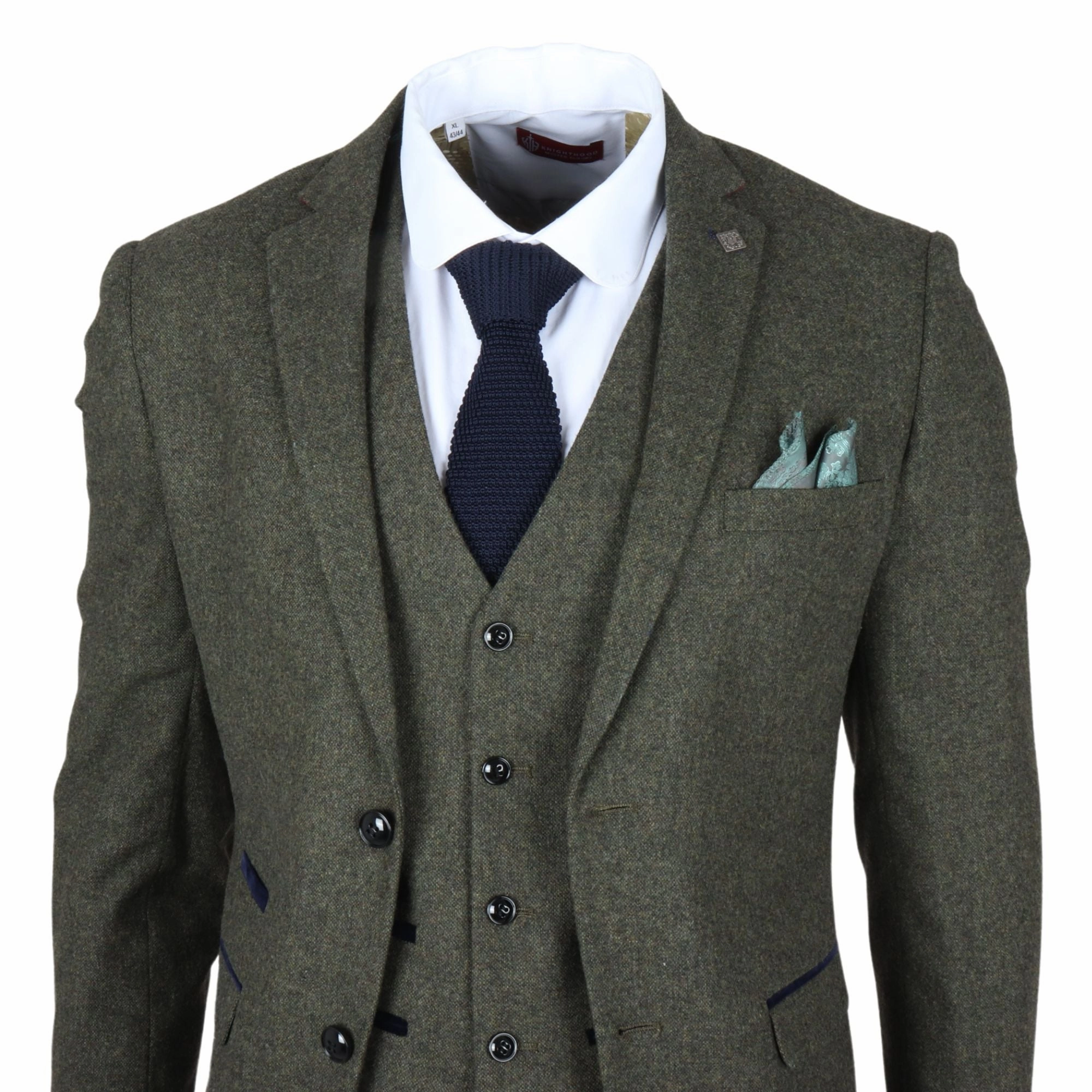 Men's Olive Green Wool Blend Tweed Formal Blazer