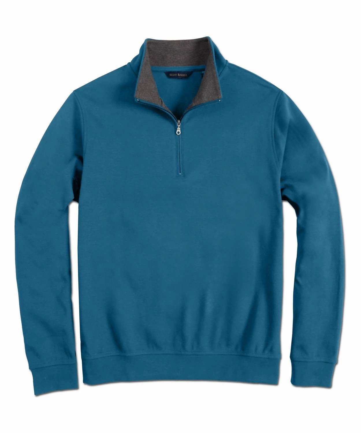 Men's Pima Interlock Zip Mock In Dark Teal