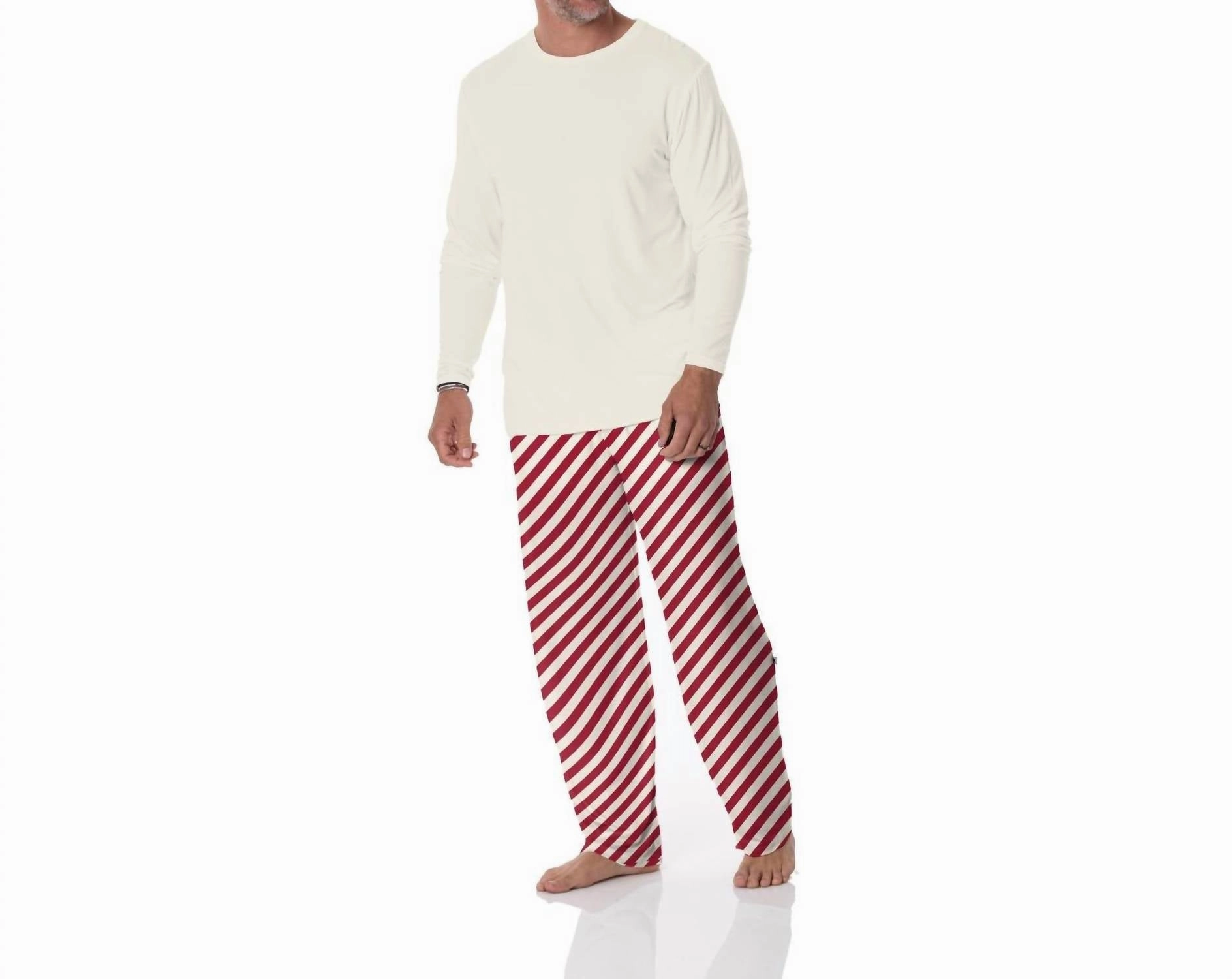 Men's Print Pajama Pants In Candy Cane Twist