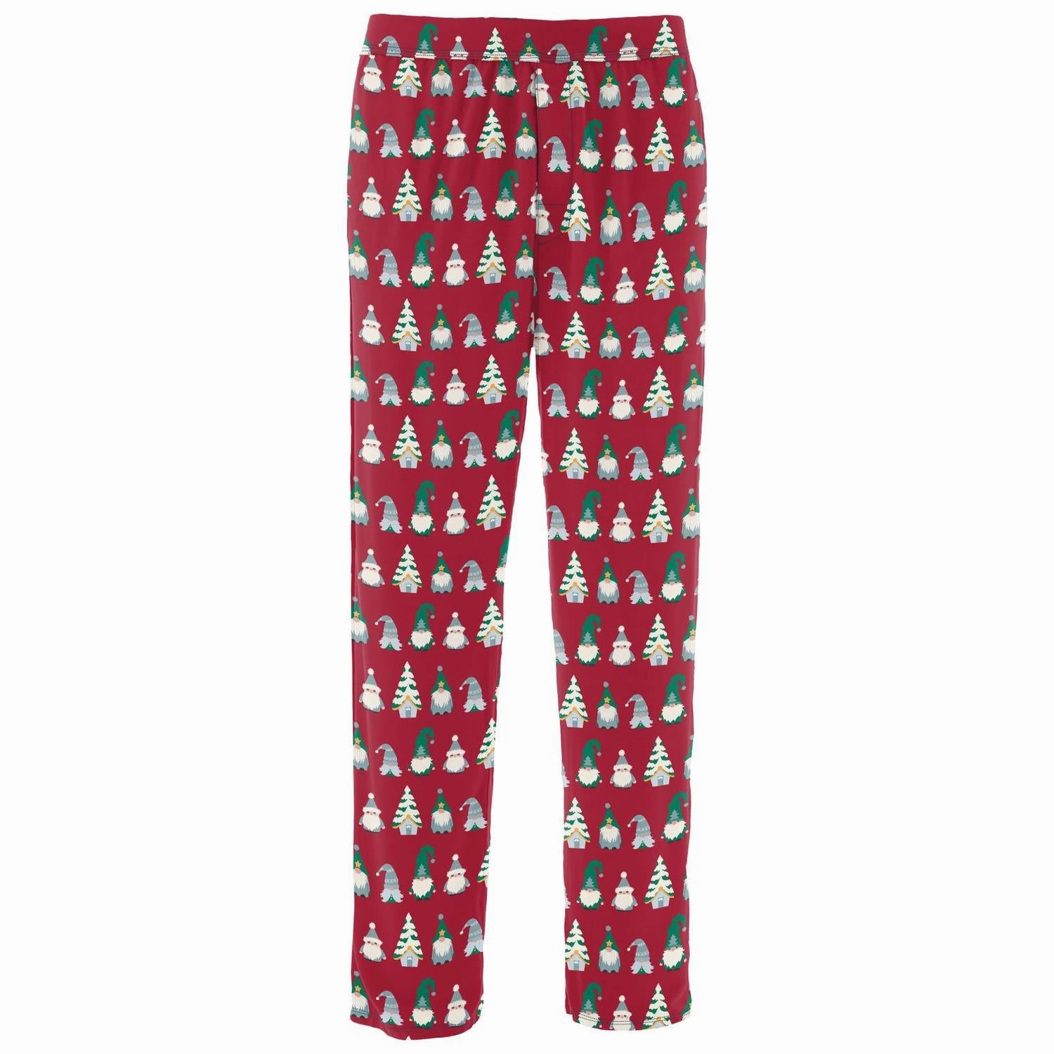 Men's Print Pajama Pants In Crimson Gnomes