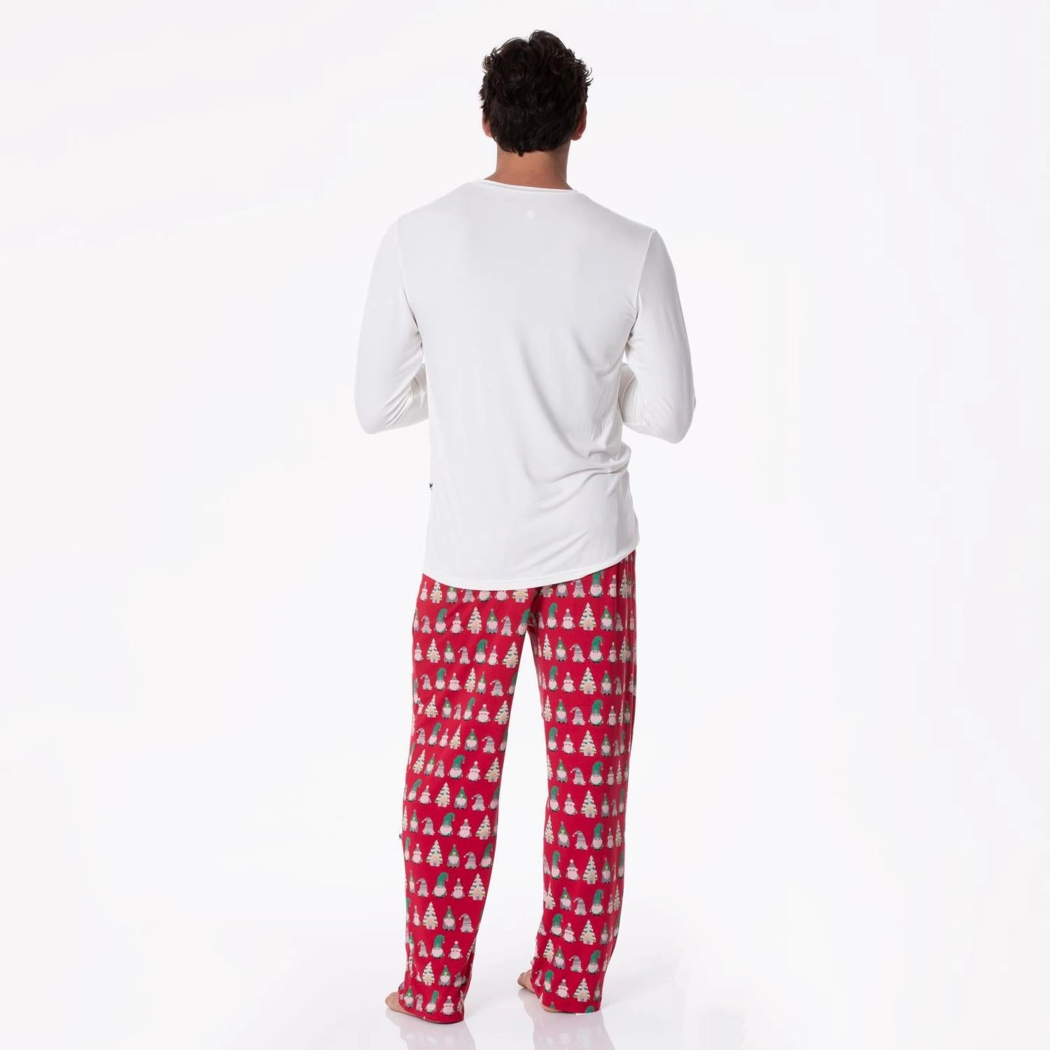 Men's Print Pajama Pants In Crimson Gnomes