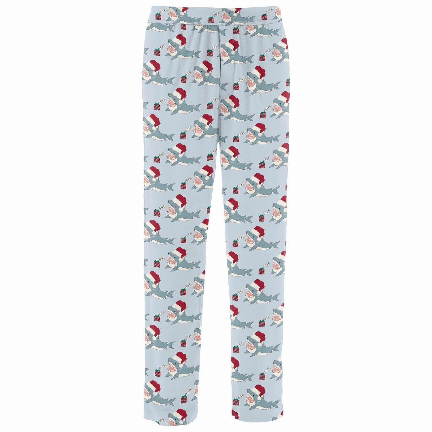 Men's Print Pajama Pants In Illusion Blue Holiday Sharks