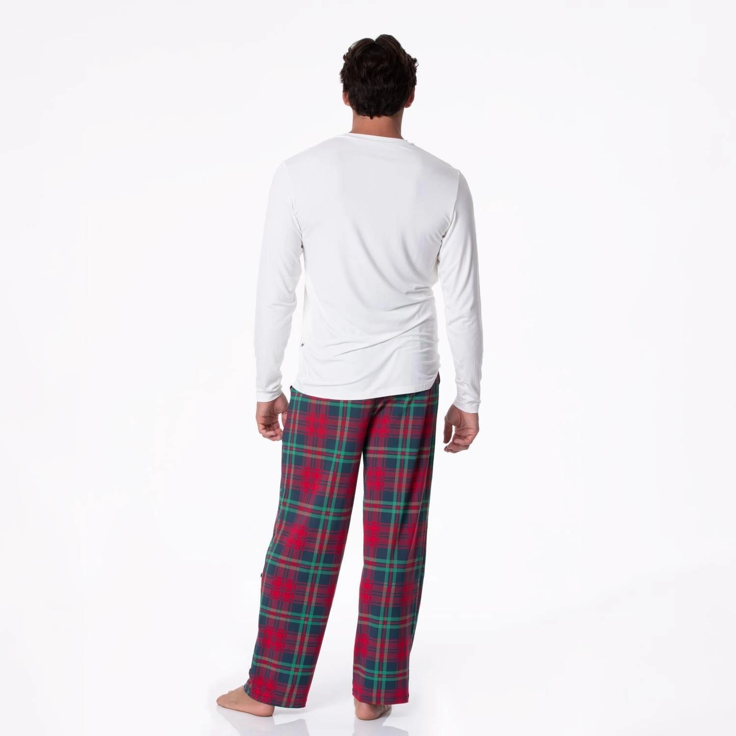 Men's Print Pajama Pants In Peacock Plaid