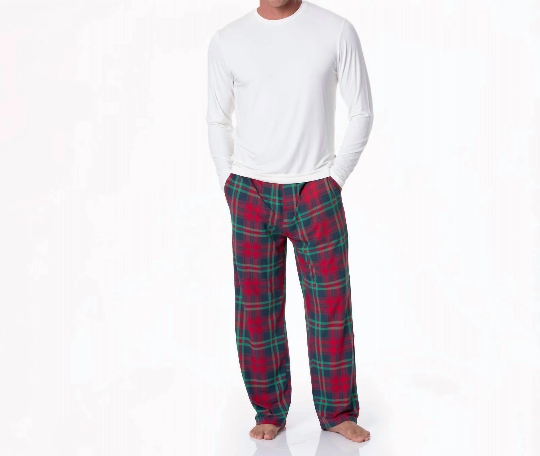 Men's Print Pajama Pants In Peacock Plaid