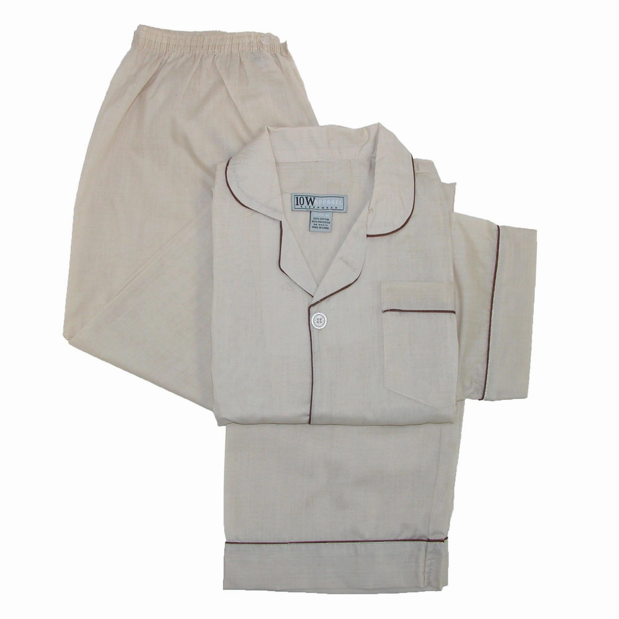 Men's Short Sleeve Long Leg Solid Pajama Set