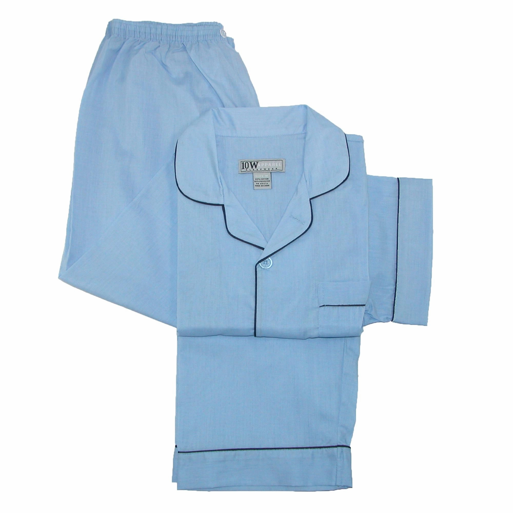 Men's Short Sleeve Long Leg Solid Pajama Set