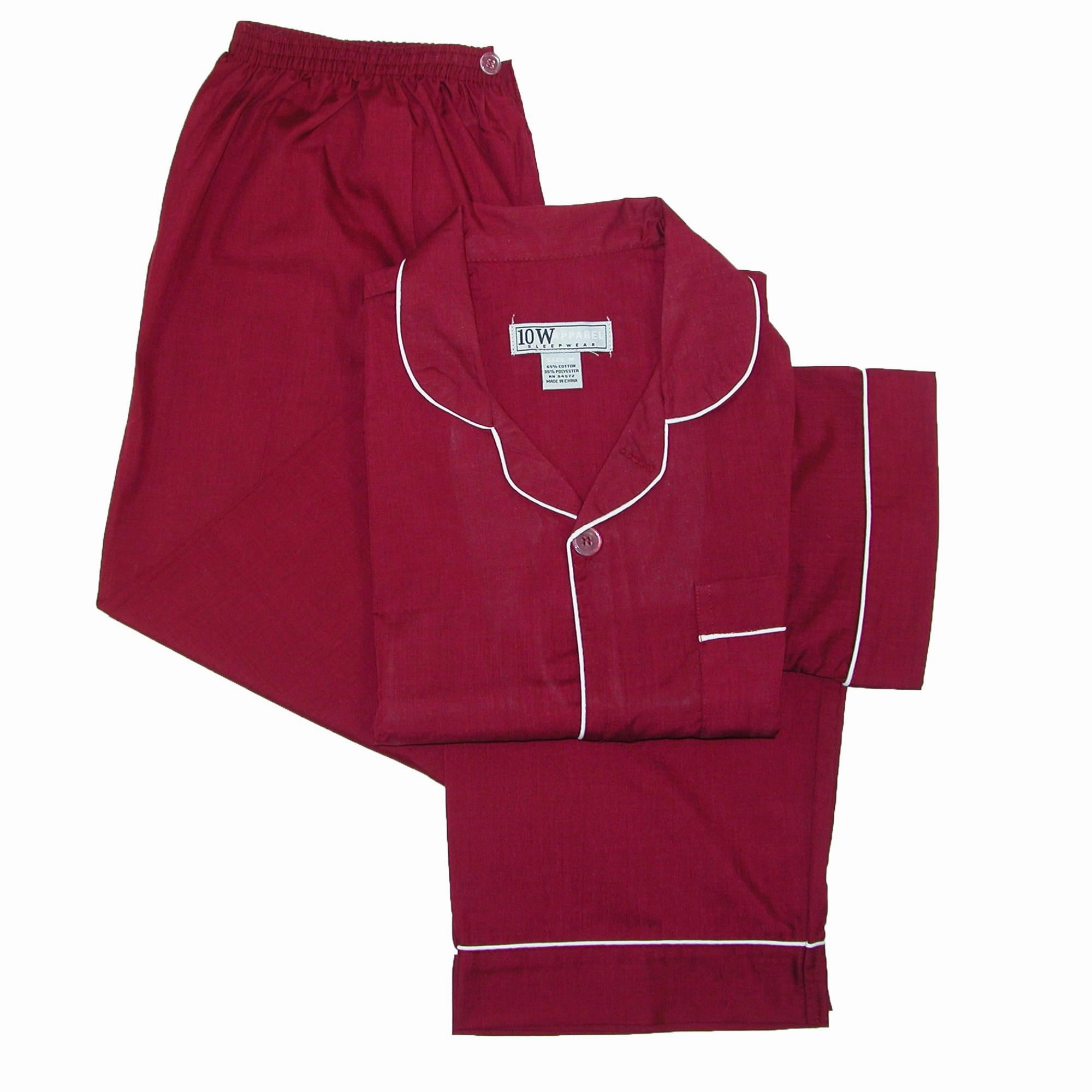 Men's Short Sleeve Long Leg Solid Pajama Set