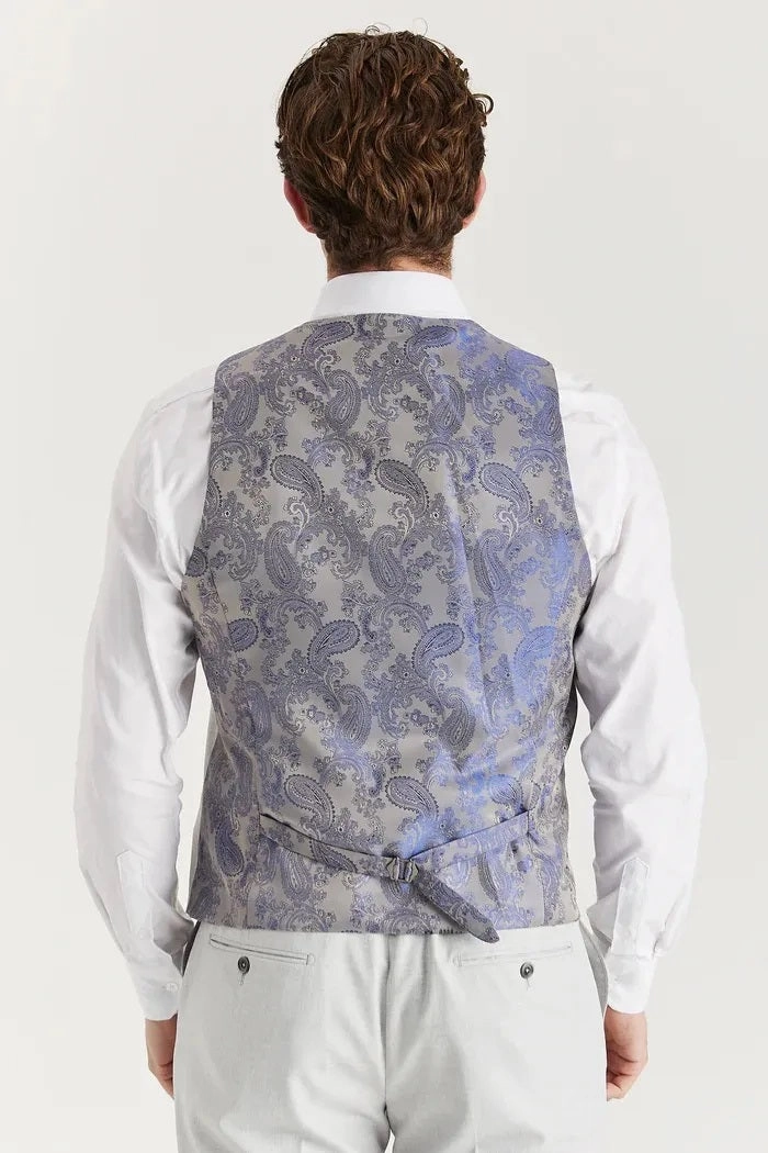 Men's Silver Lightweight Summer Wedding Party Waistcoat