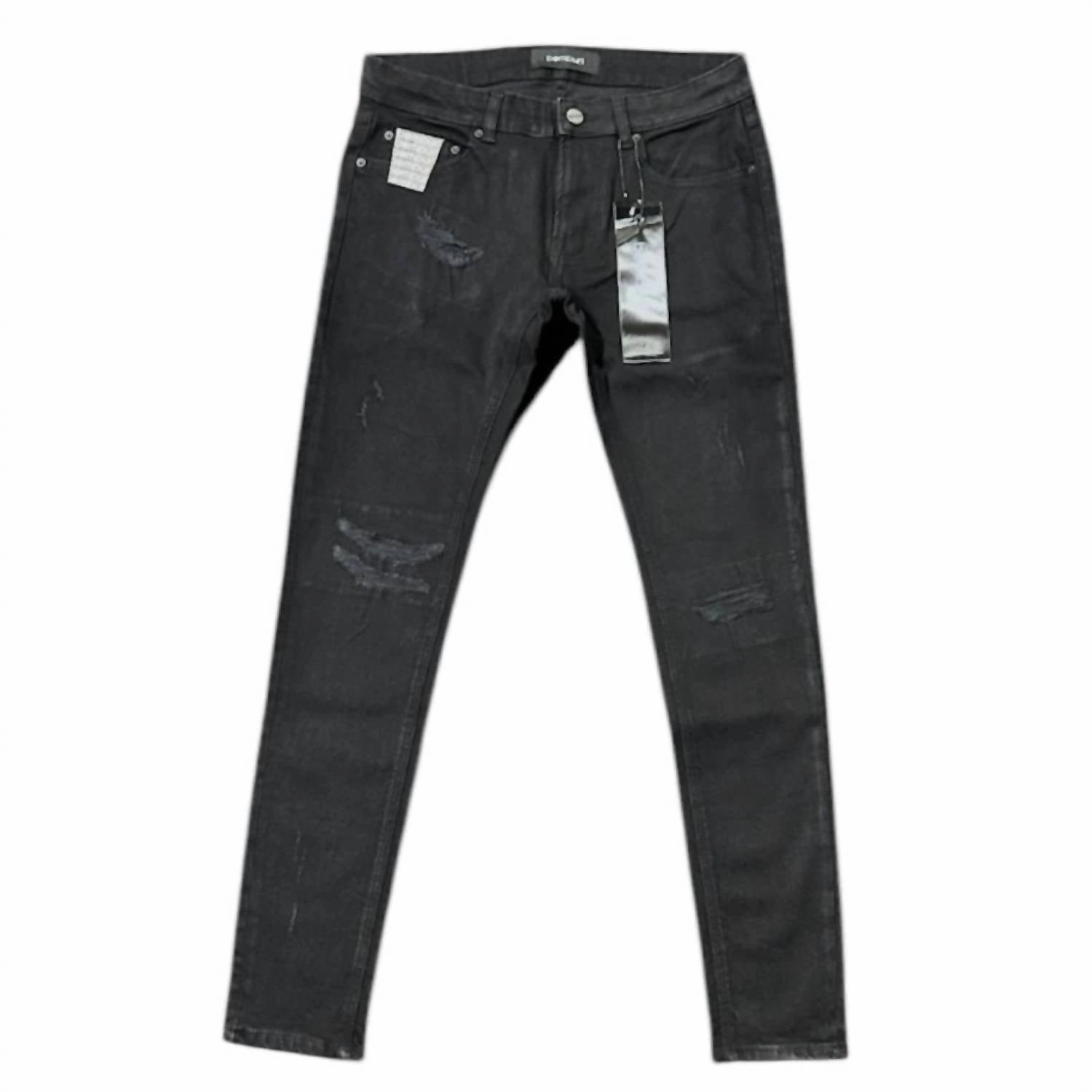 Men's Skinny Denim Jean In Jet Black