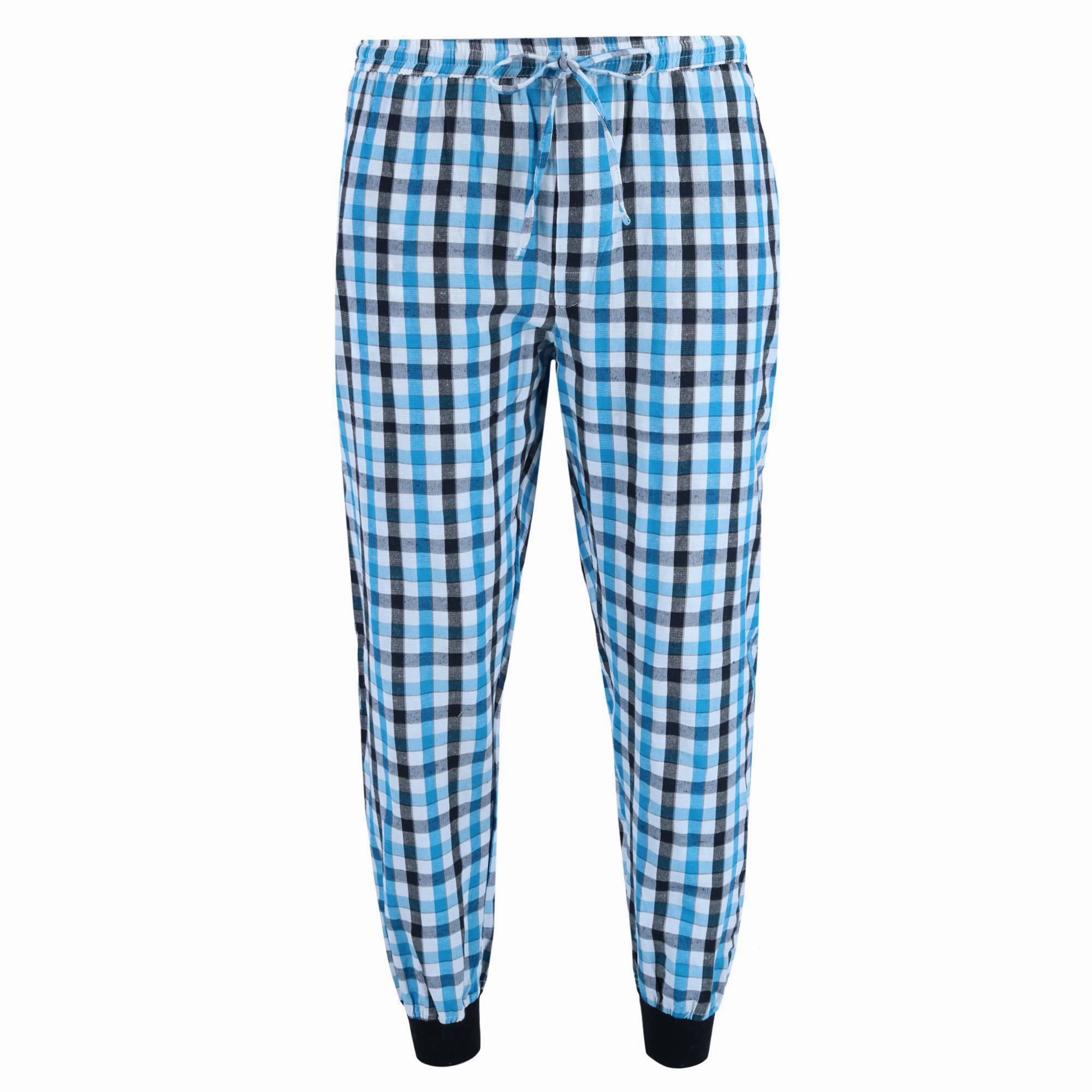Men's V-Neck Top With Plaid Jogger Lounge Set