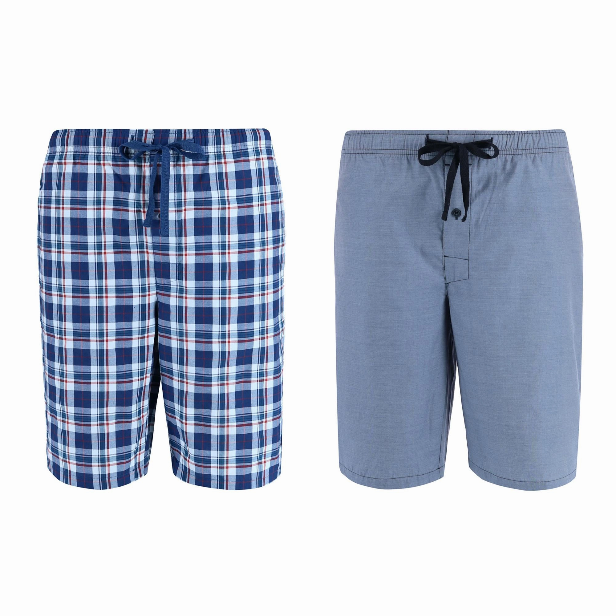 Men's Woven Cotton Pajama Sleep Shorts (Pack of 2)