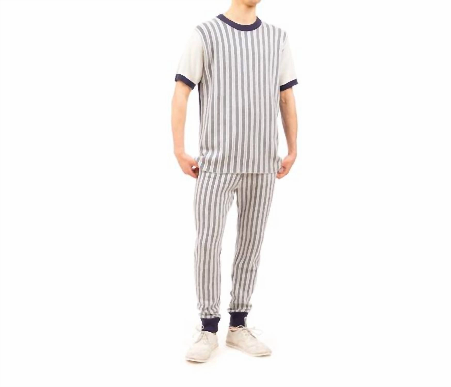 Men's Woven Stripe Sweatpants In Multi