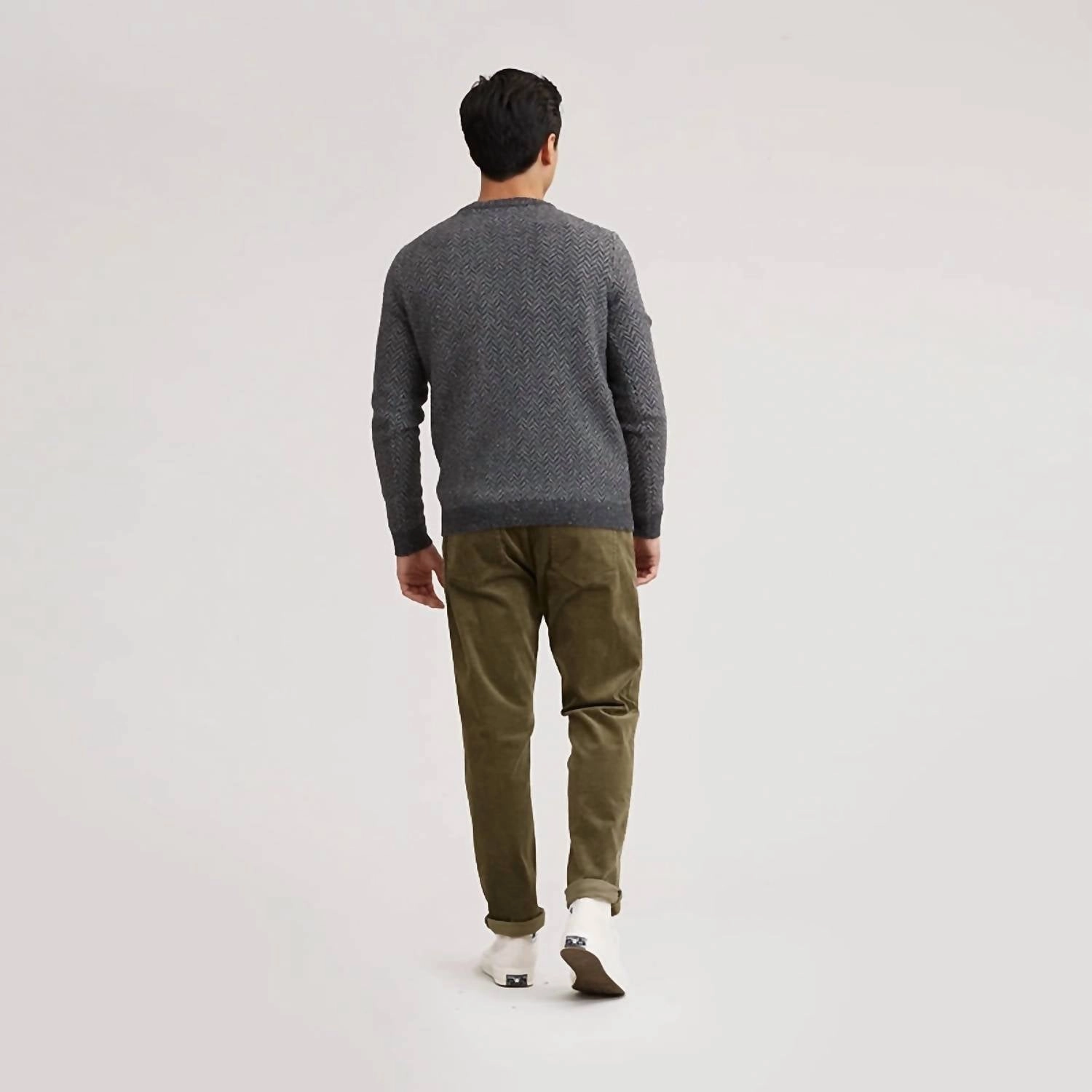 Men's Zermatt Herringbone Crew Neck Sweater In Grey