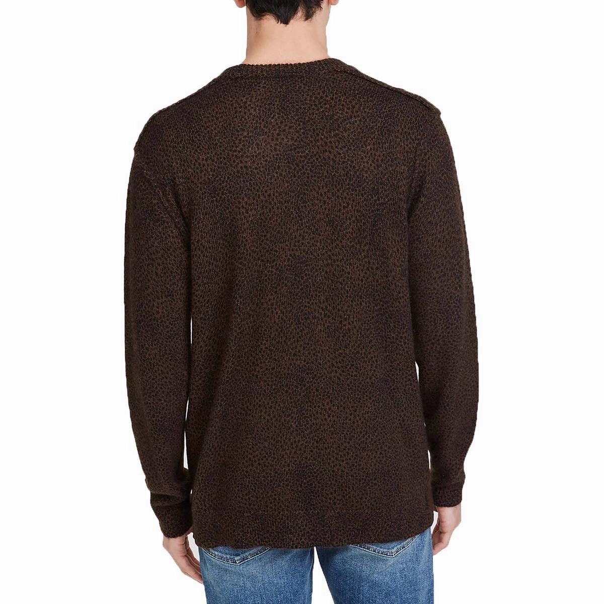 Mens Animal Print Wool Cardigan Sweater