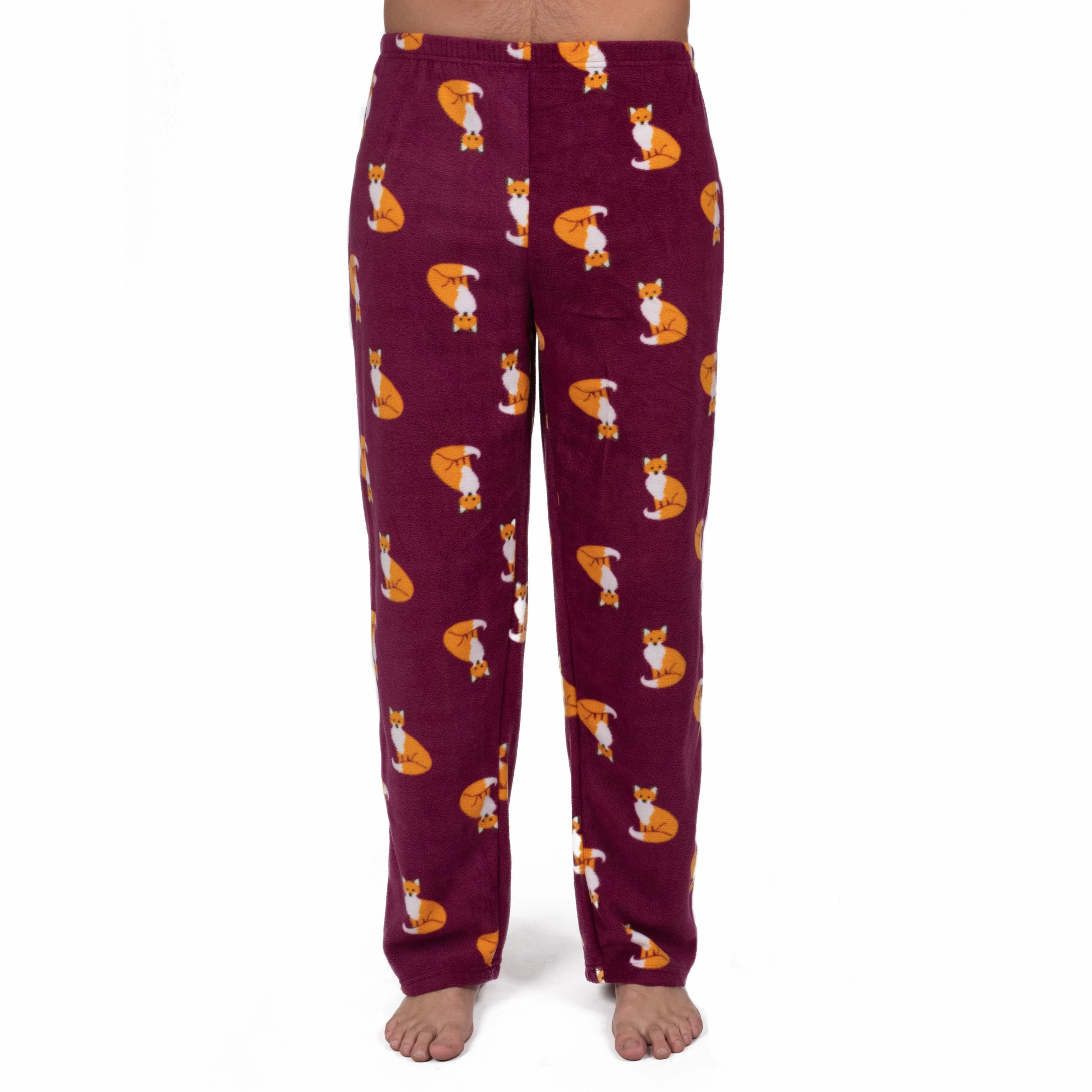 Mens Fleece Pajama Pants Fox