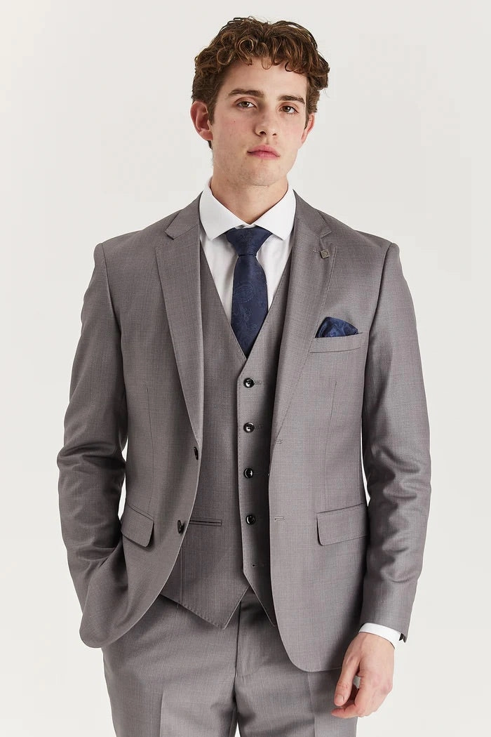 Mens Grey Tailored 3 Piece Suit Formal Classic Suit