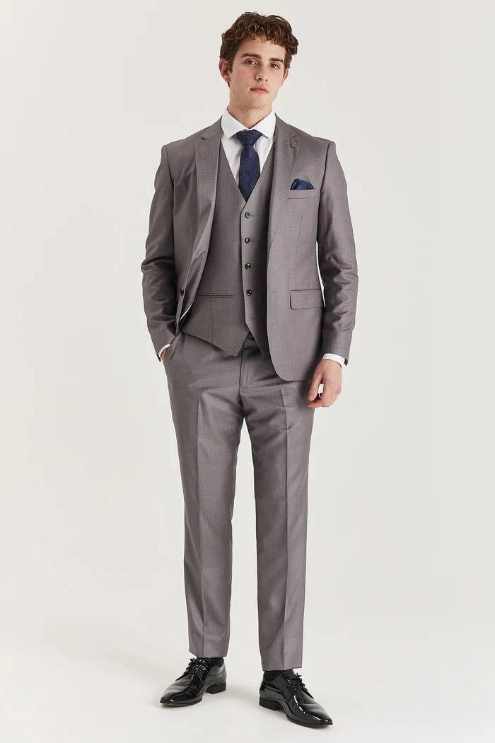 Mens Grey Tailored 3 Piece Suit Formal Classic Suit