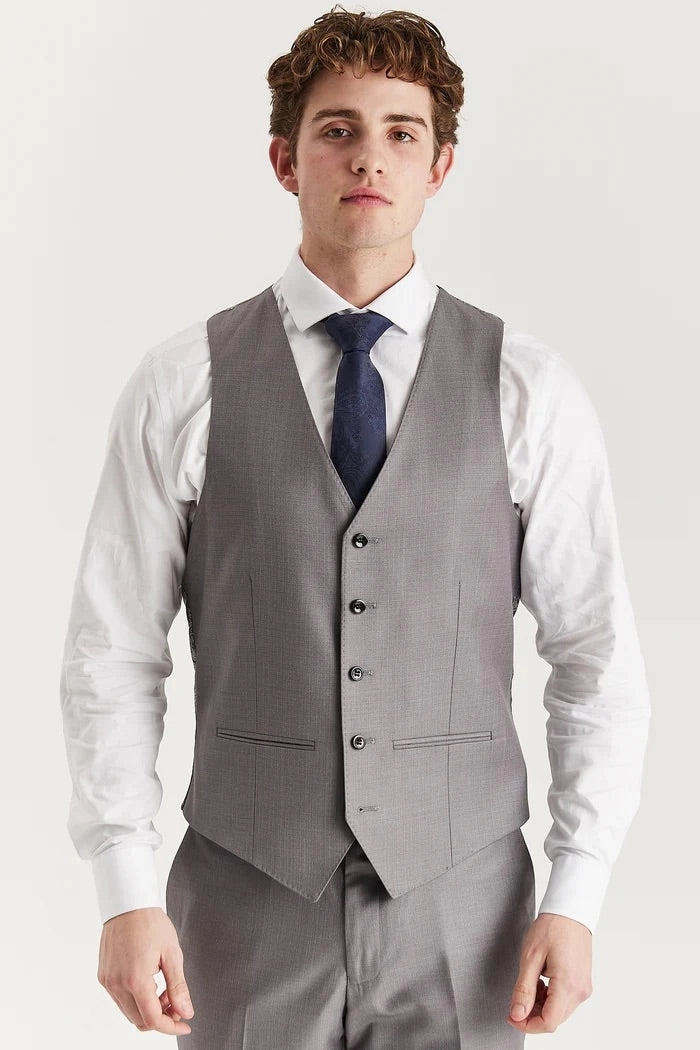 Mens Grey Tailored 3 Piece Suit Formal Classic Suit