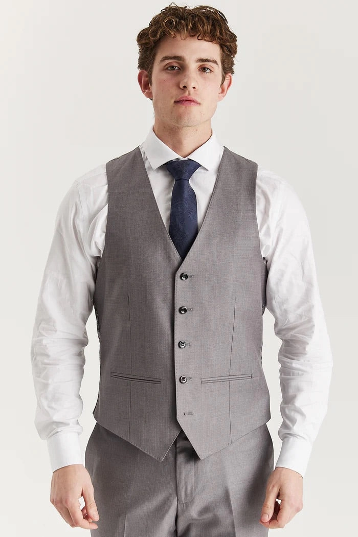 Mens Grey Tailored Waistcoat Smart Formal Vest