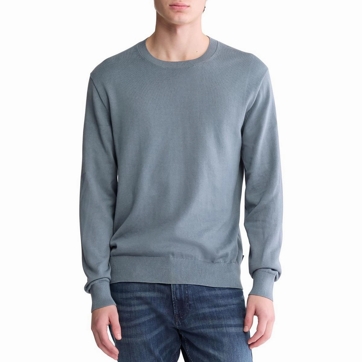 Mens Heathered Cotton Pullover Sweater