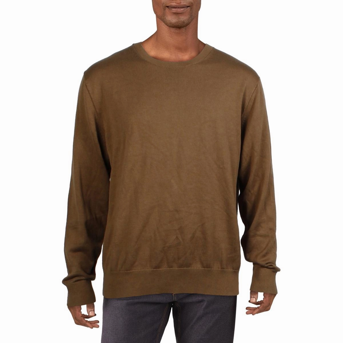 Mens Heathered Cotton Pullover Sweater