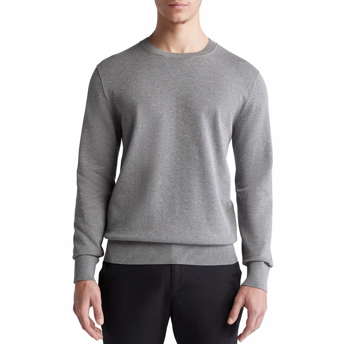 Mens Heathered Cotton Pullover Sweater