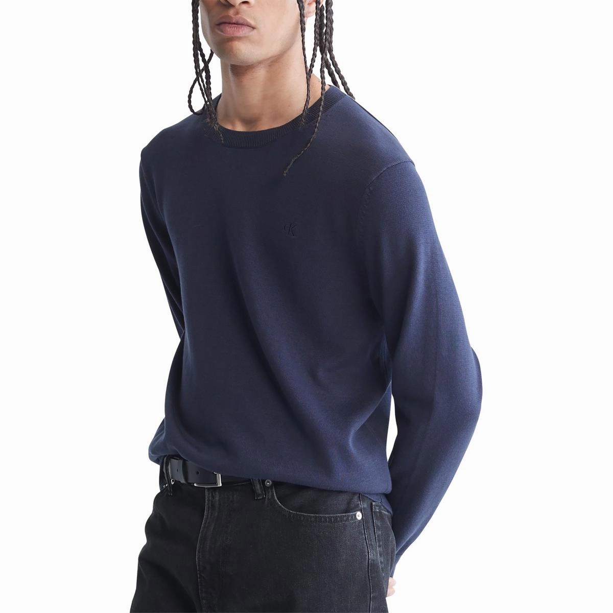 Mens Heathered Cotton Pullover Sweater