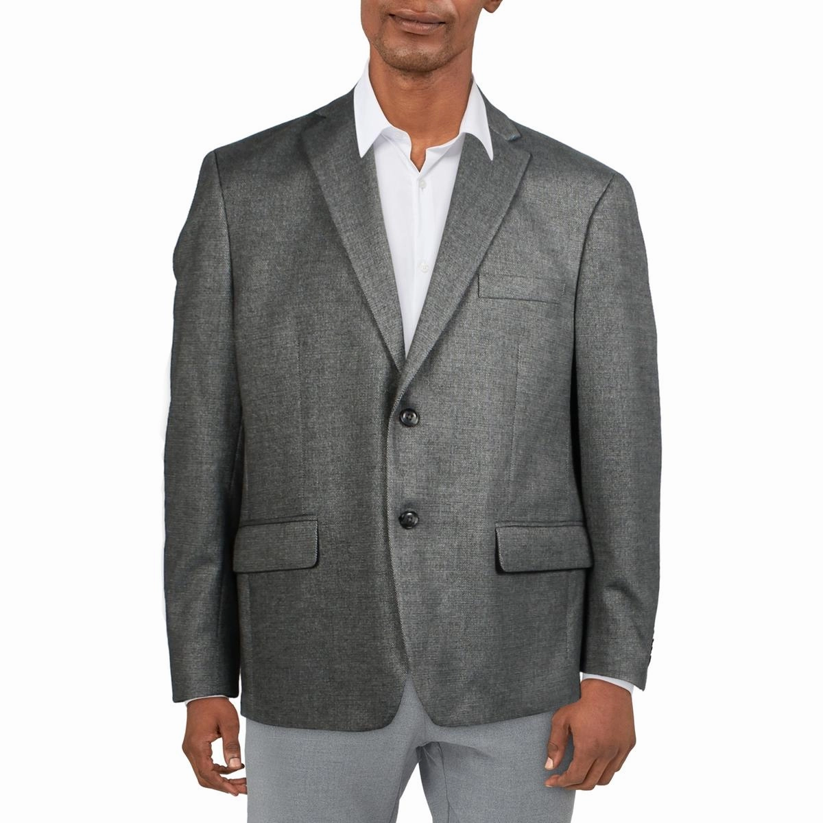 Mens Heathered Polyester Two-Button Blazer