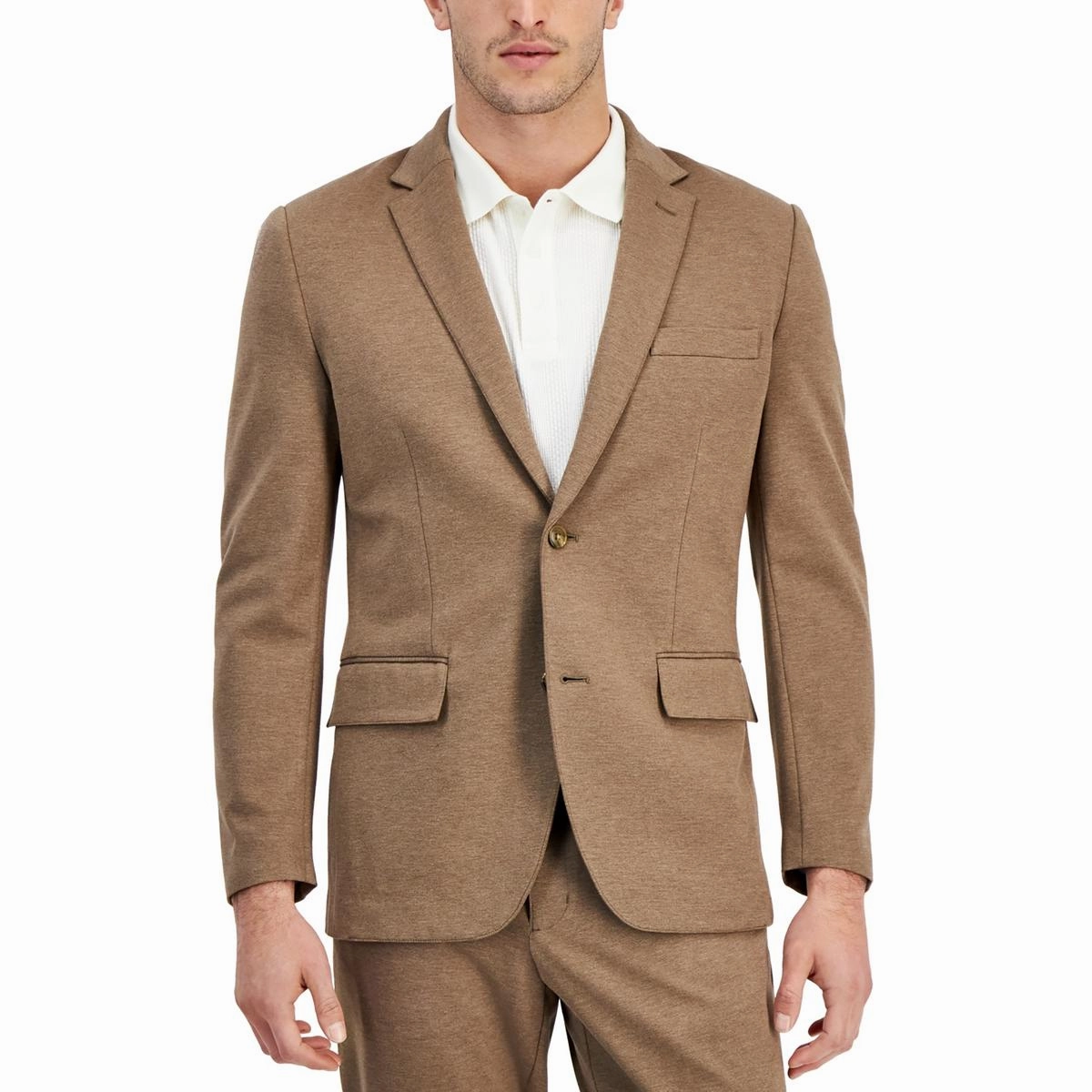 Mens Heathered Rayon Two-Button Blazer