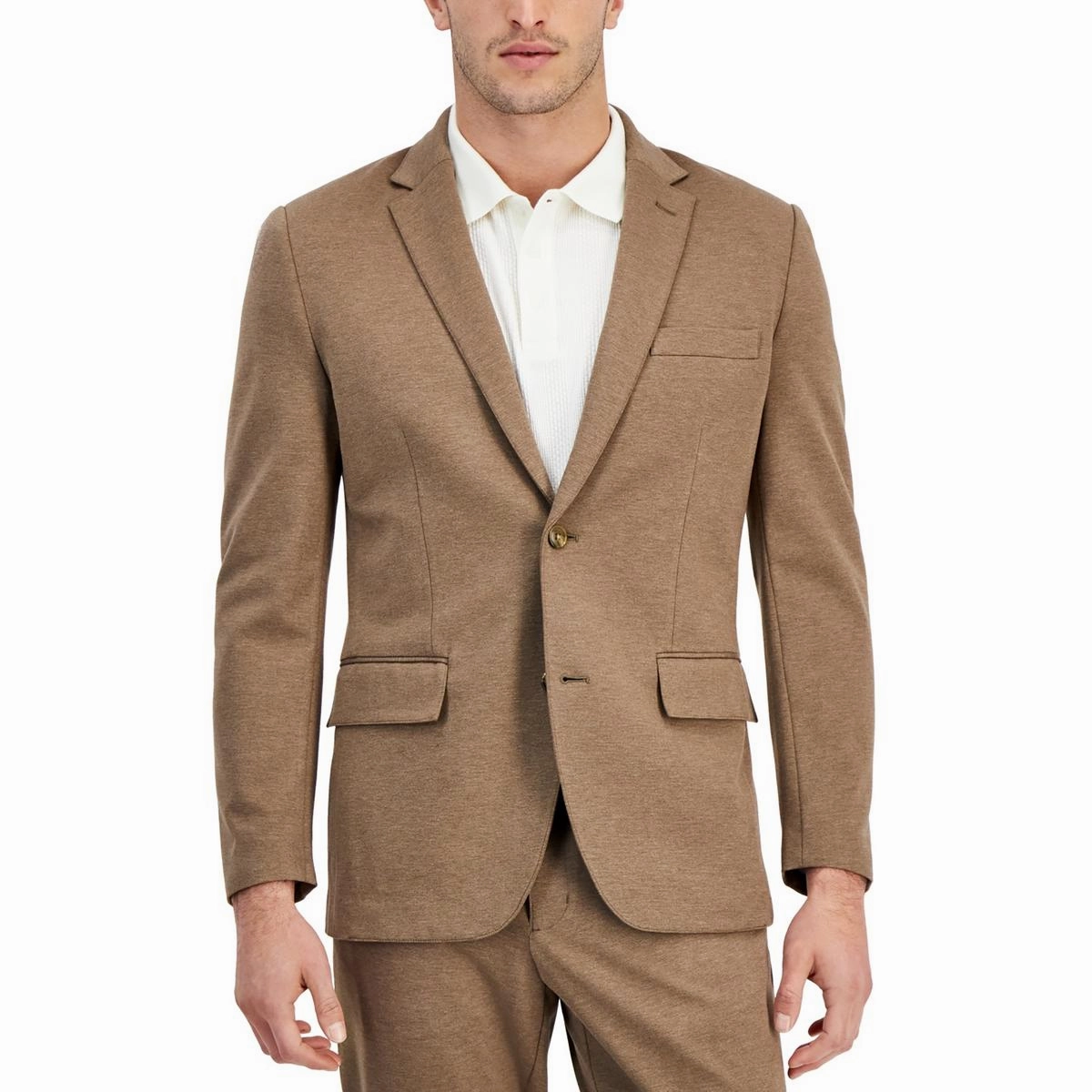 Mens Heathered Rayon Two-Button Blazer
