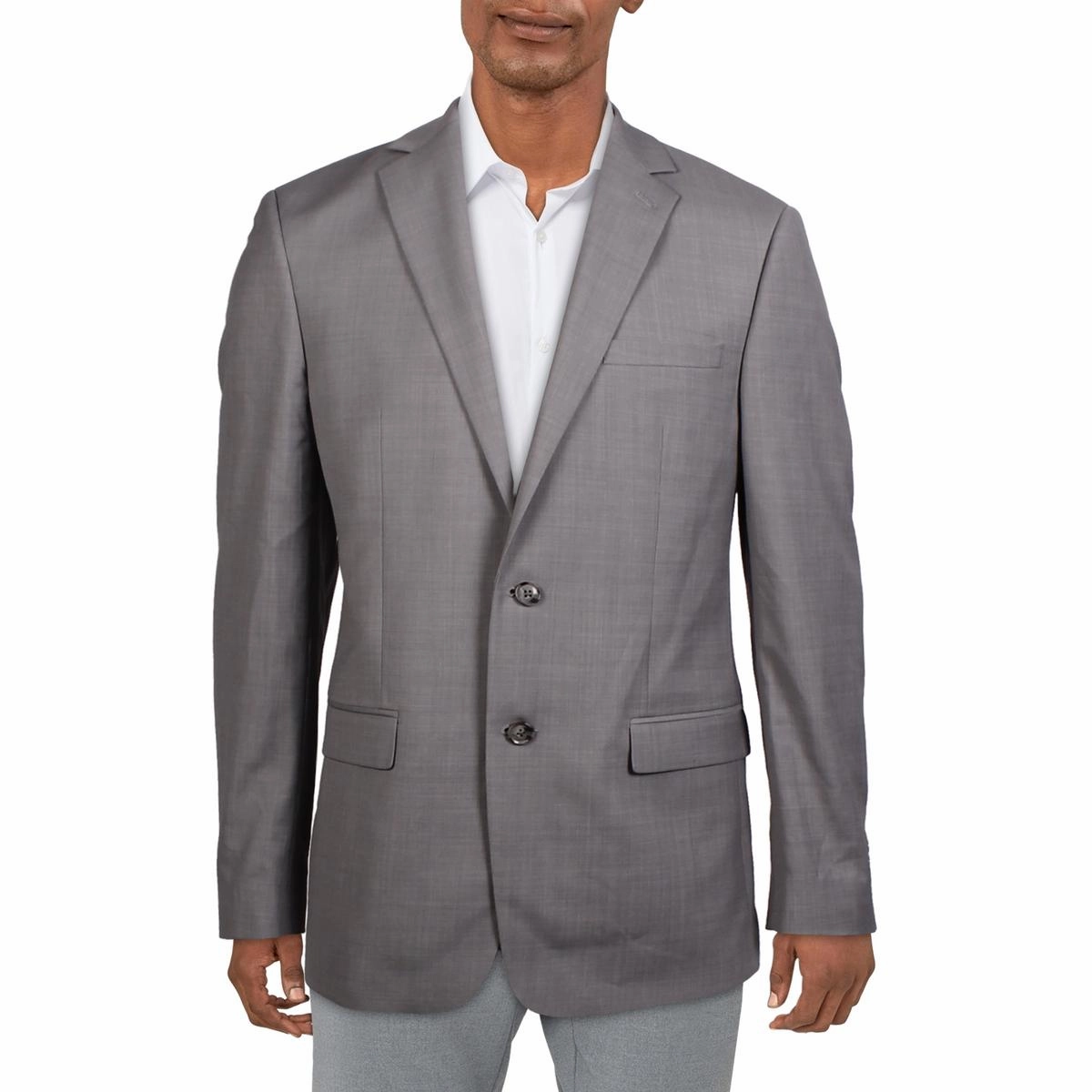 Mens Heathered Wool Two-Button Blazer