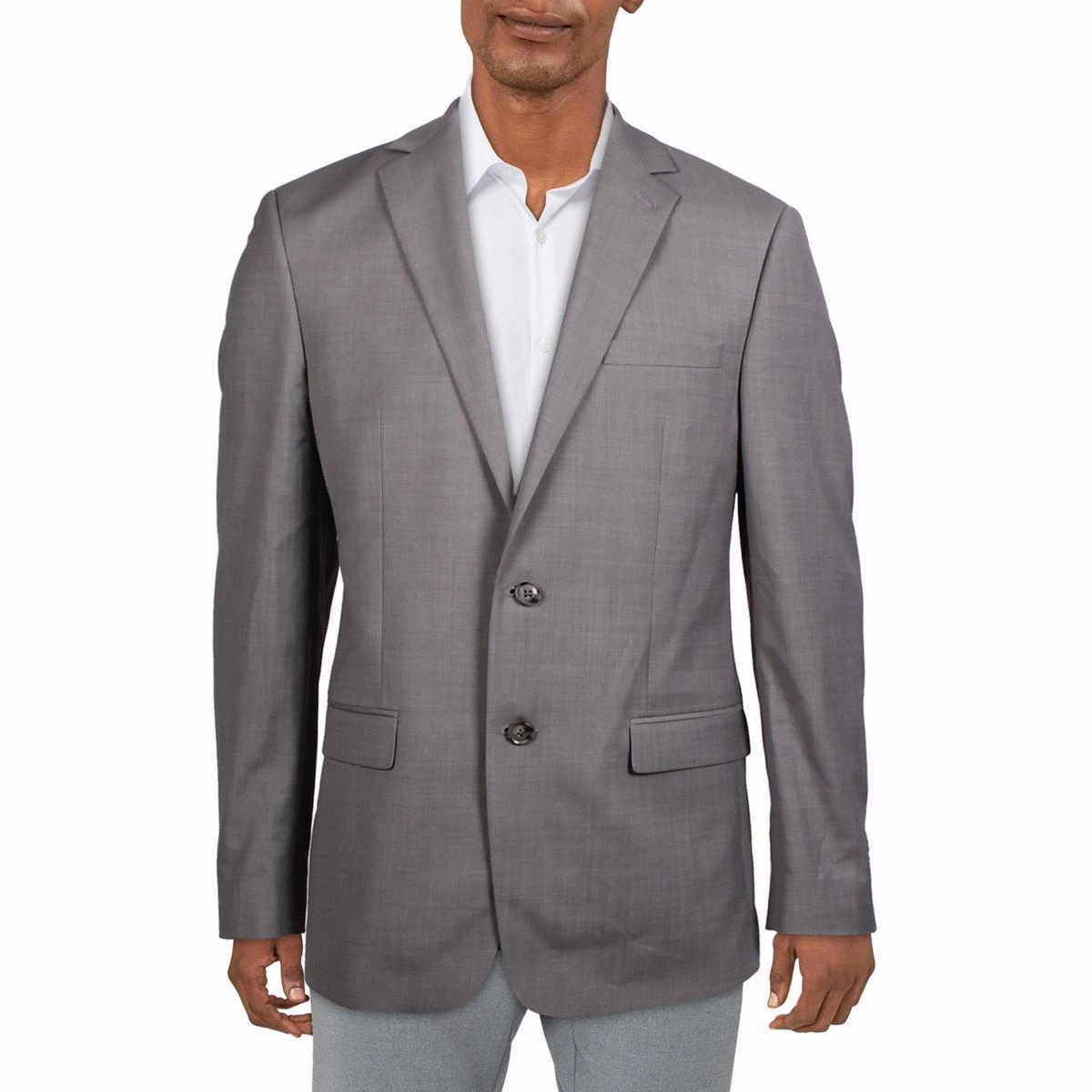 Mens Heathered Wool Two-Button Blazer