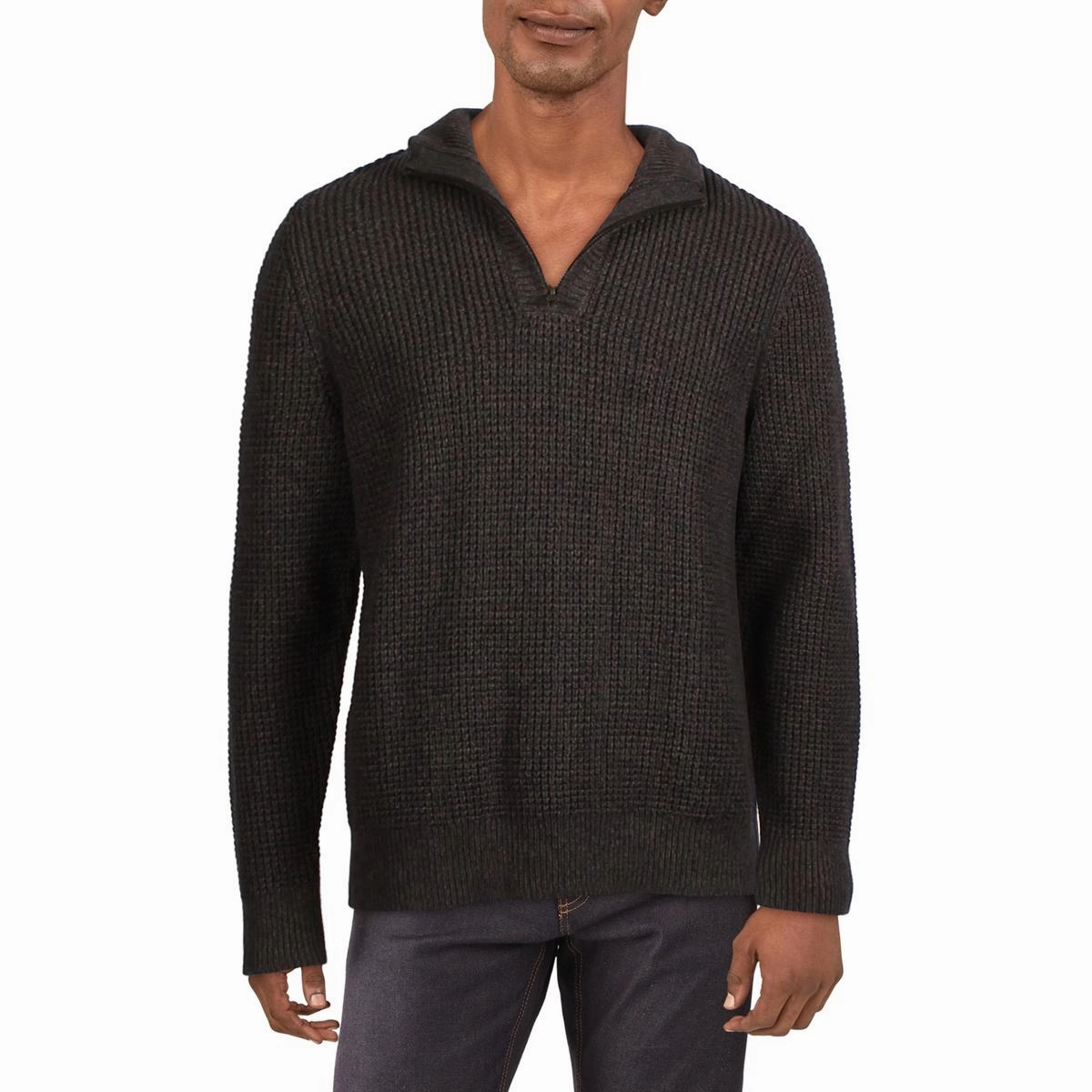 Mens Ribbed Trim  Knit Pullover Sweater
