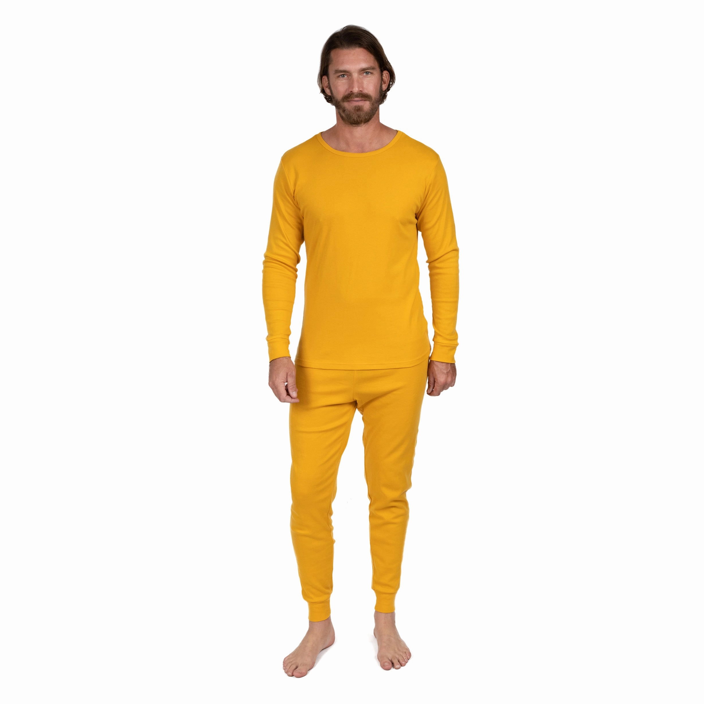 Mens Two Piece Cotton Pajamas Boho Solid Color