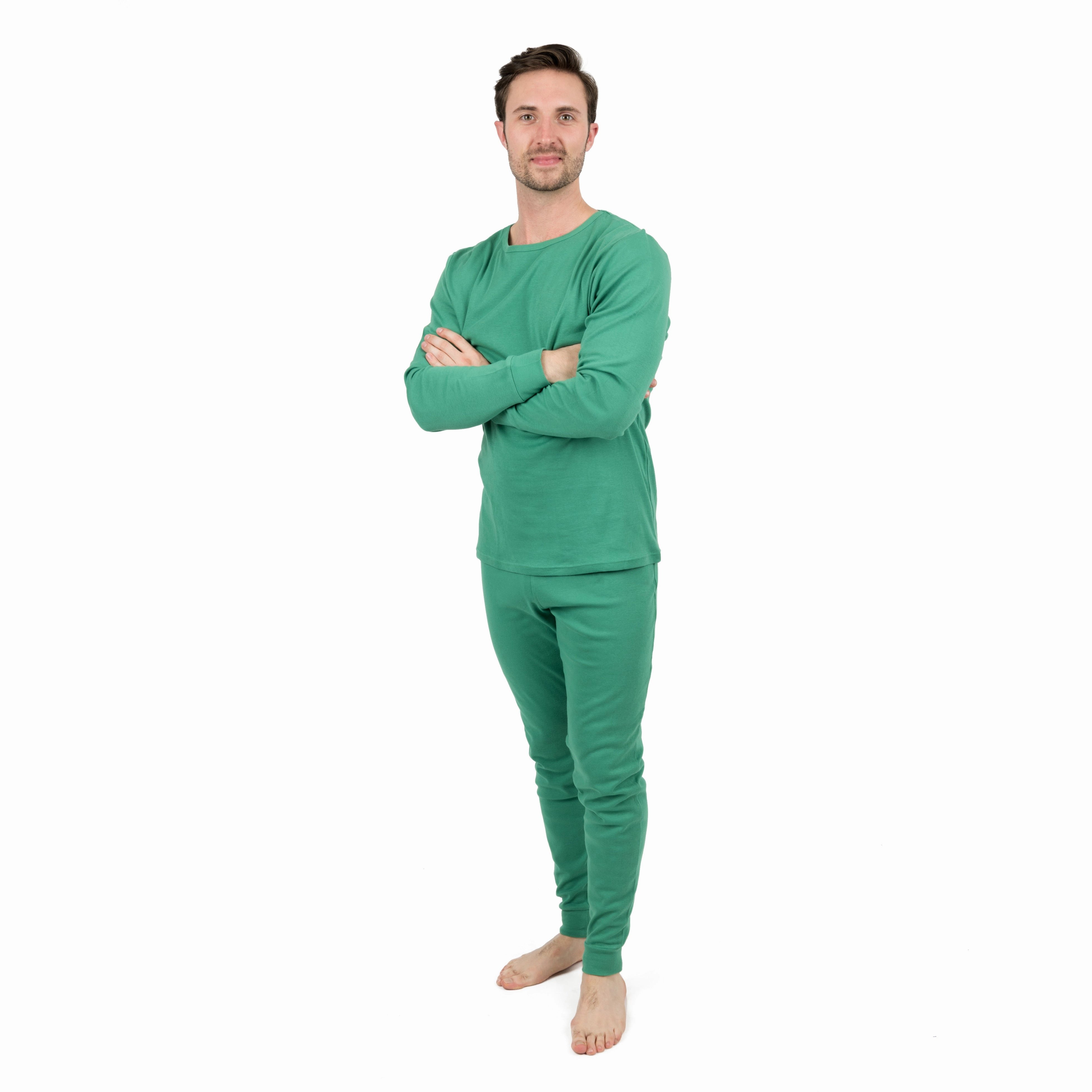 Mens Two Piece Cotton Pajamas Classic Solid Color