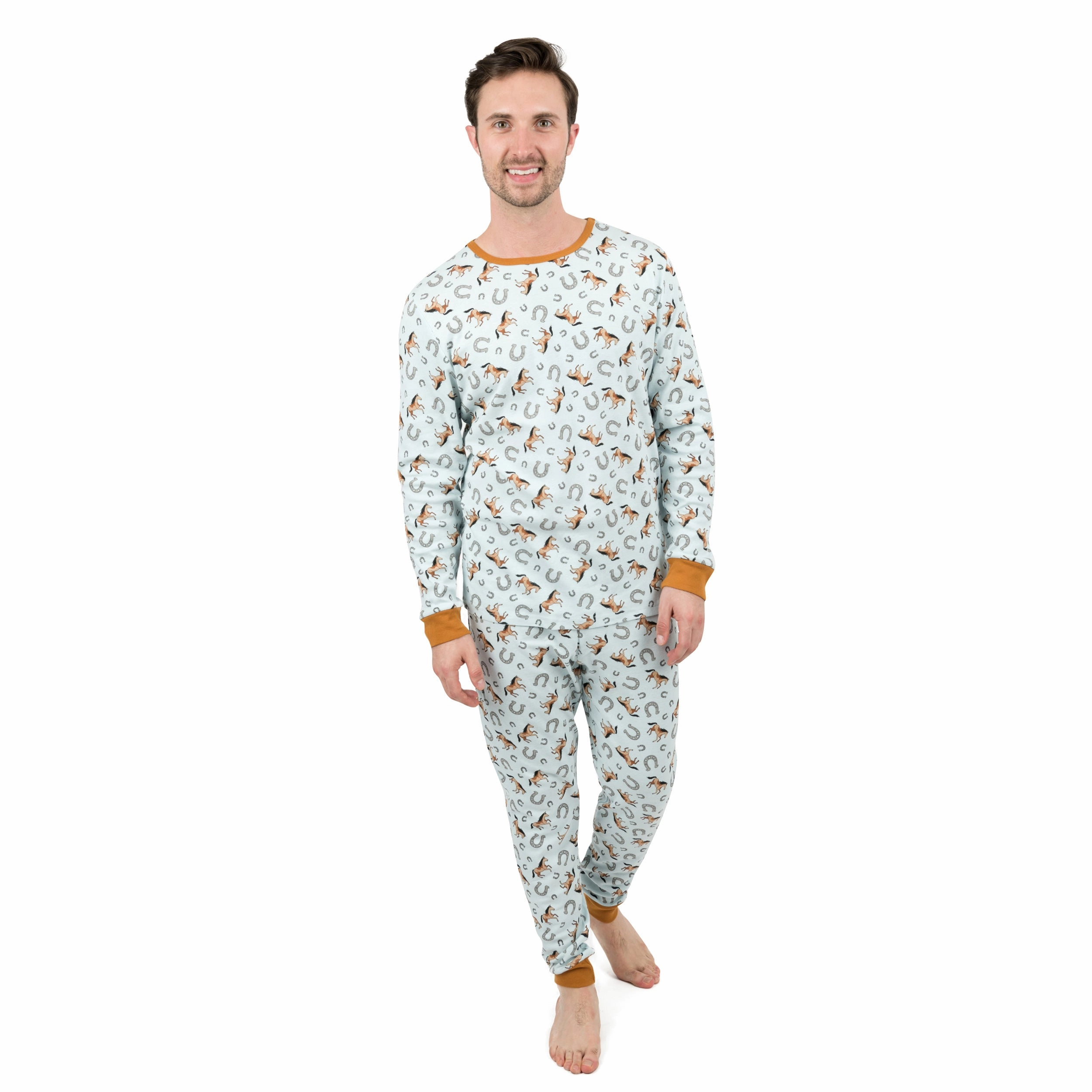 Mens Two Piece Cotton Pajamas Horse