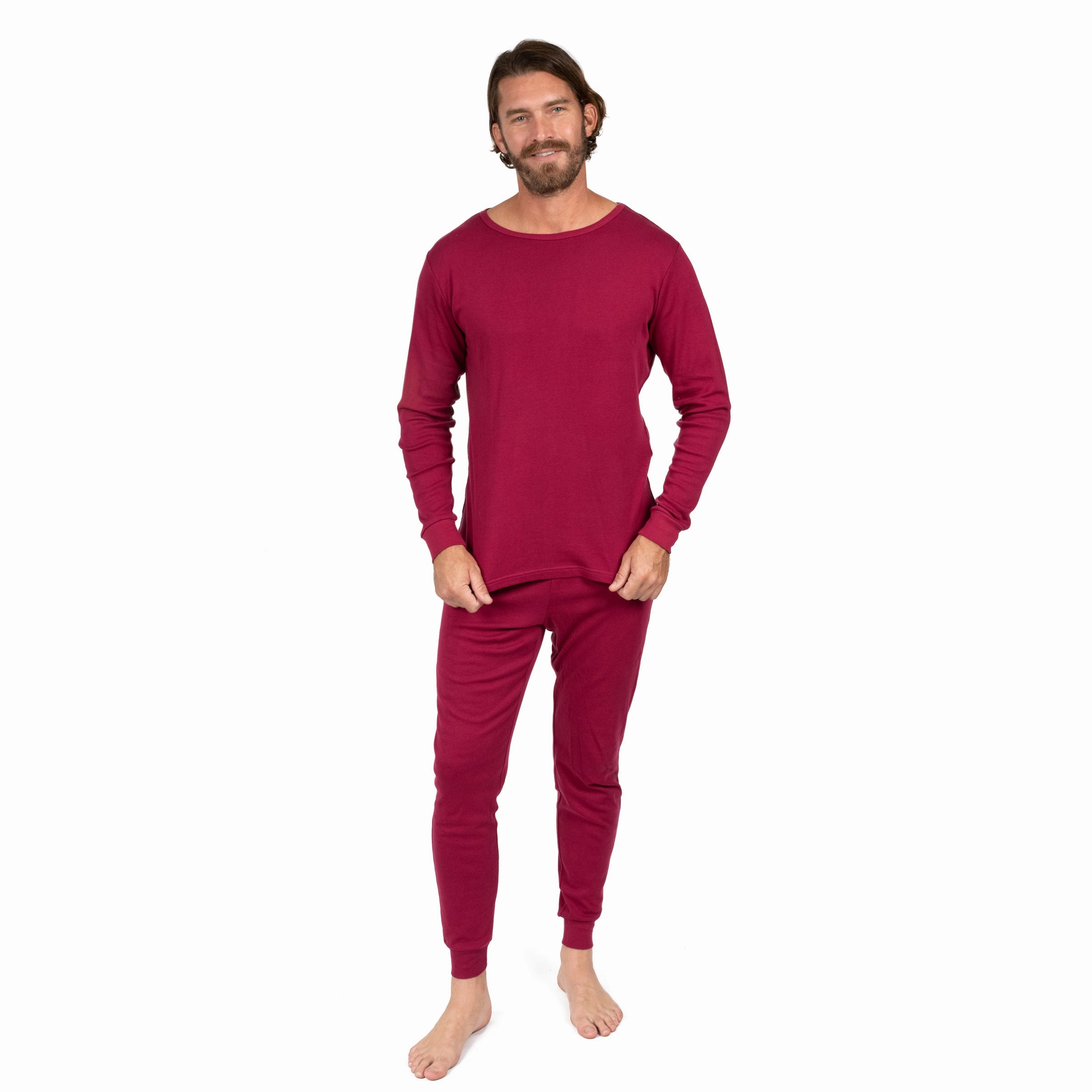 Mens Two Piece Cotton Pajamas Neutral Solid Color