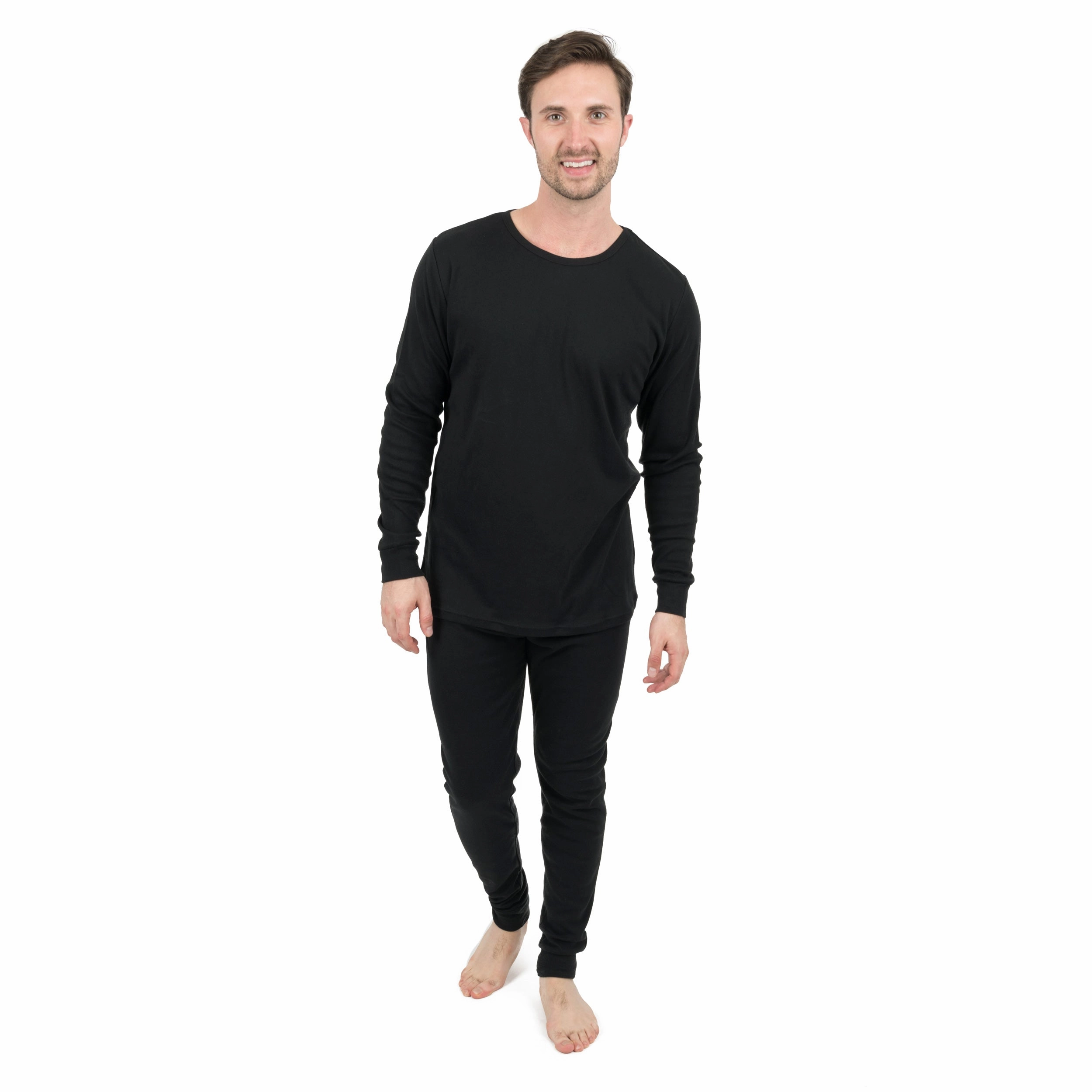 Mens Two Piece Cotton Pajamas Neutral Solid Color